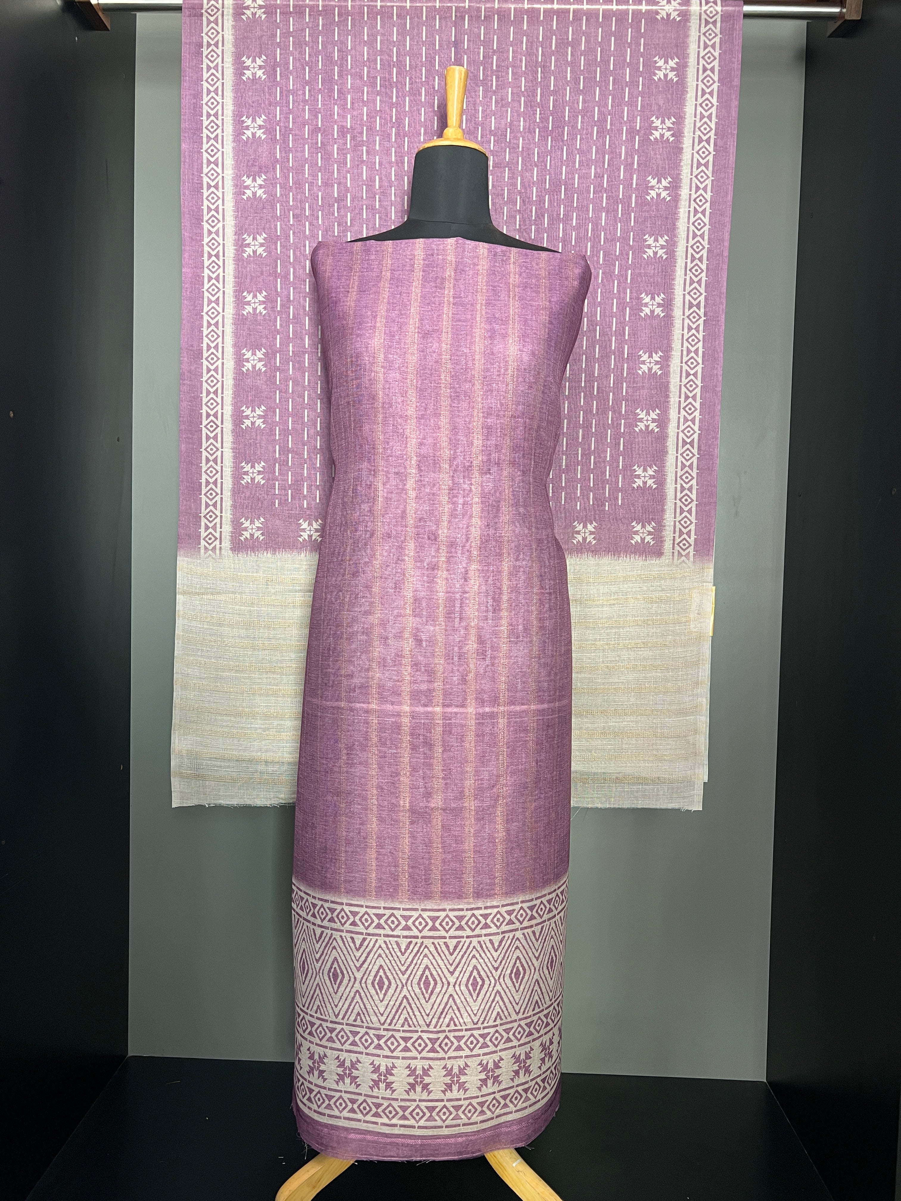 Jamdani Weaved Printed Linen Cotton Salwar Set | SSN418