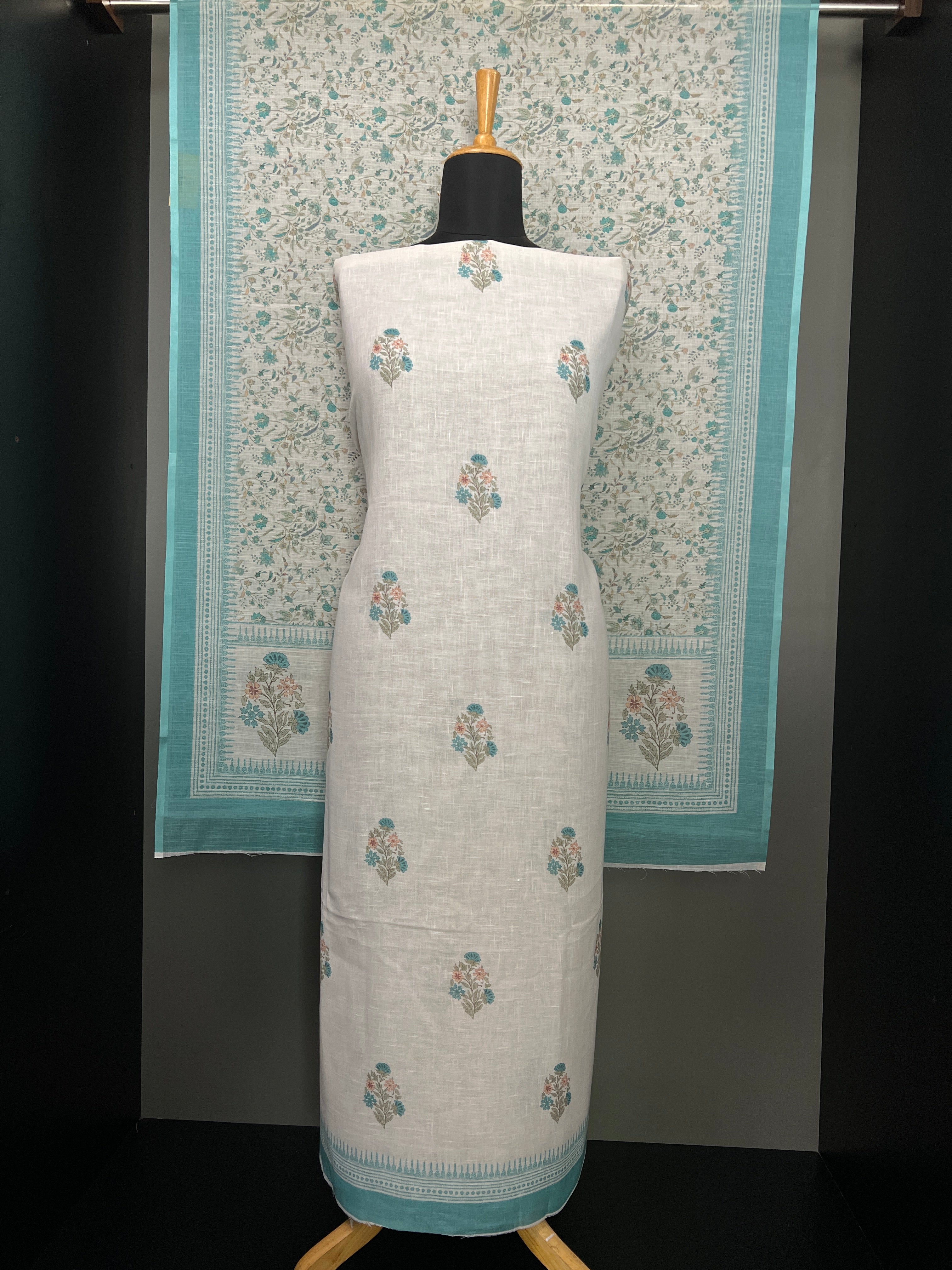 Floral Digital Printed Linen Cotton Salwar Set (Without Bottom) | SSN424