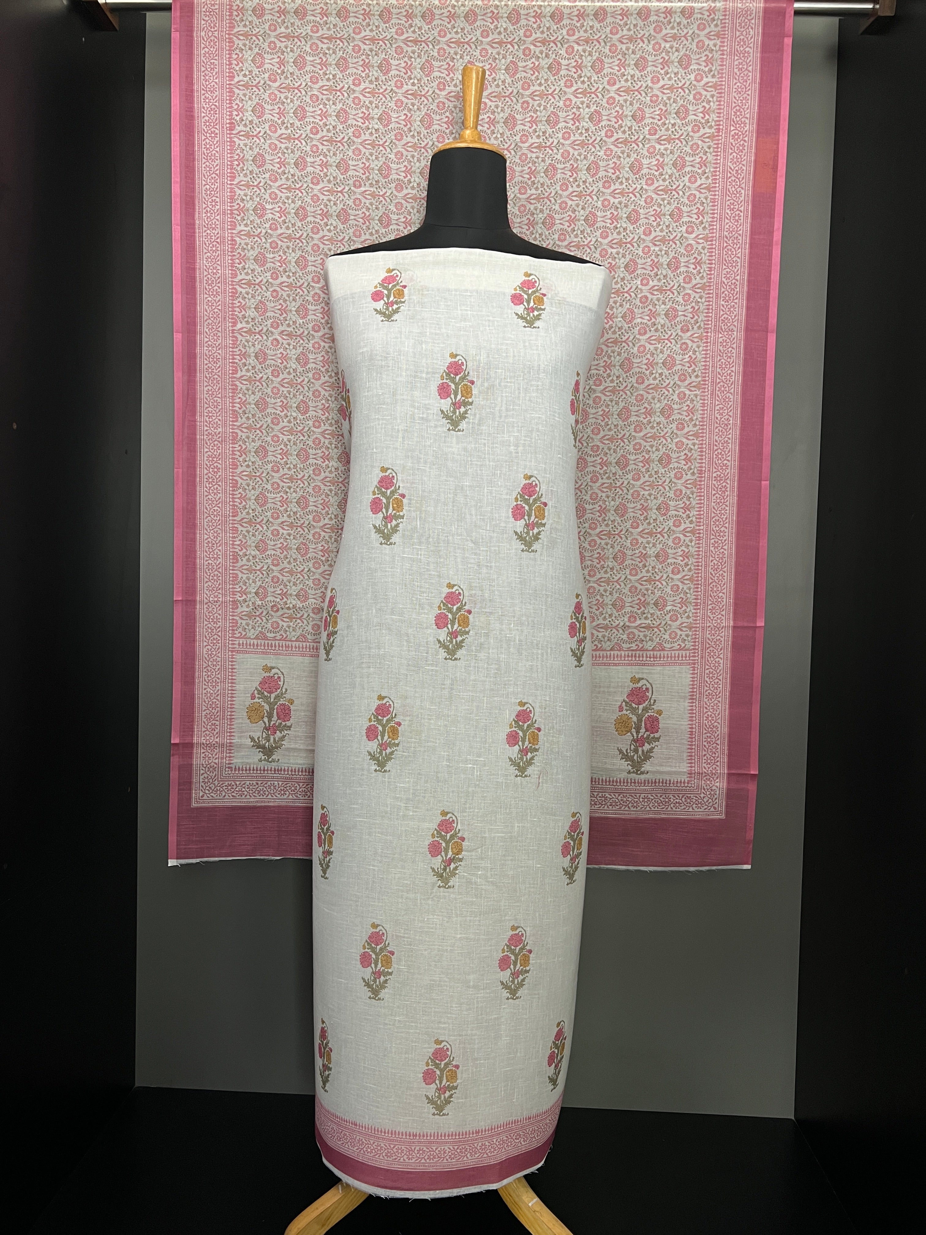 Floral Digital Printed Linen Cotton Salwar Set (Without Bottom) | SSN425