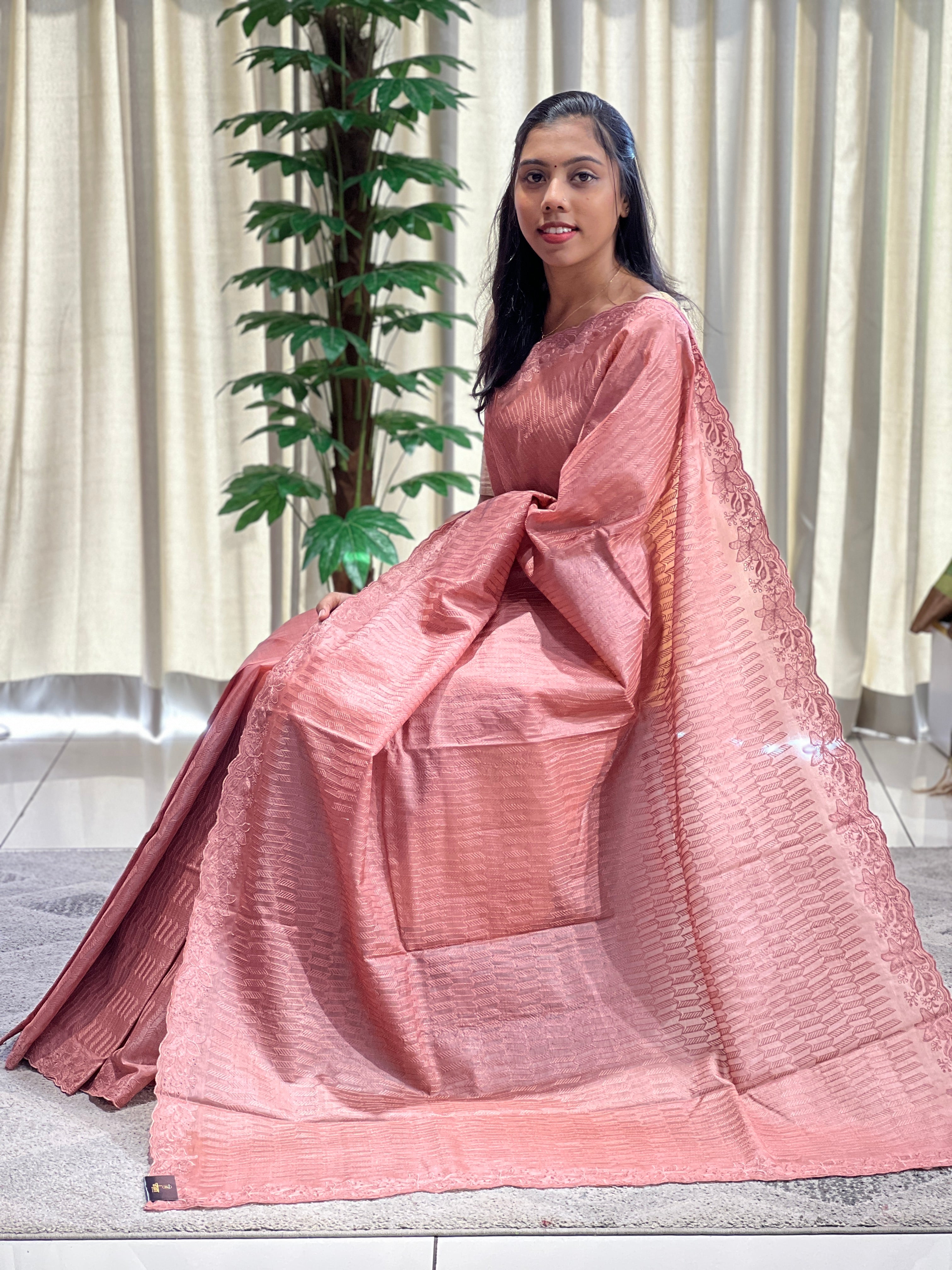 Machine Embroidery Detailed Tussar Saree | YNG568