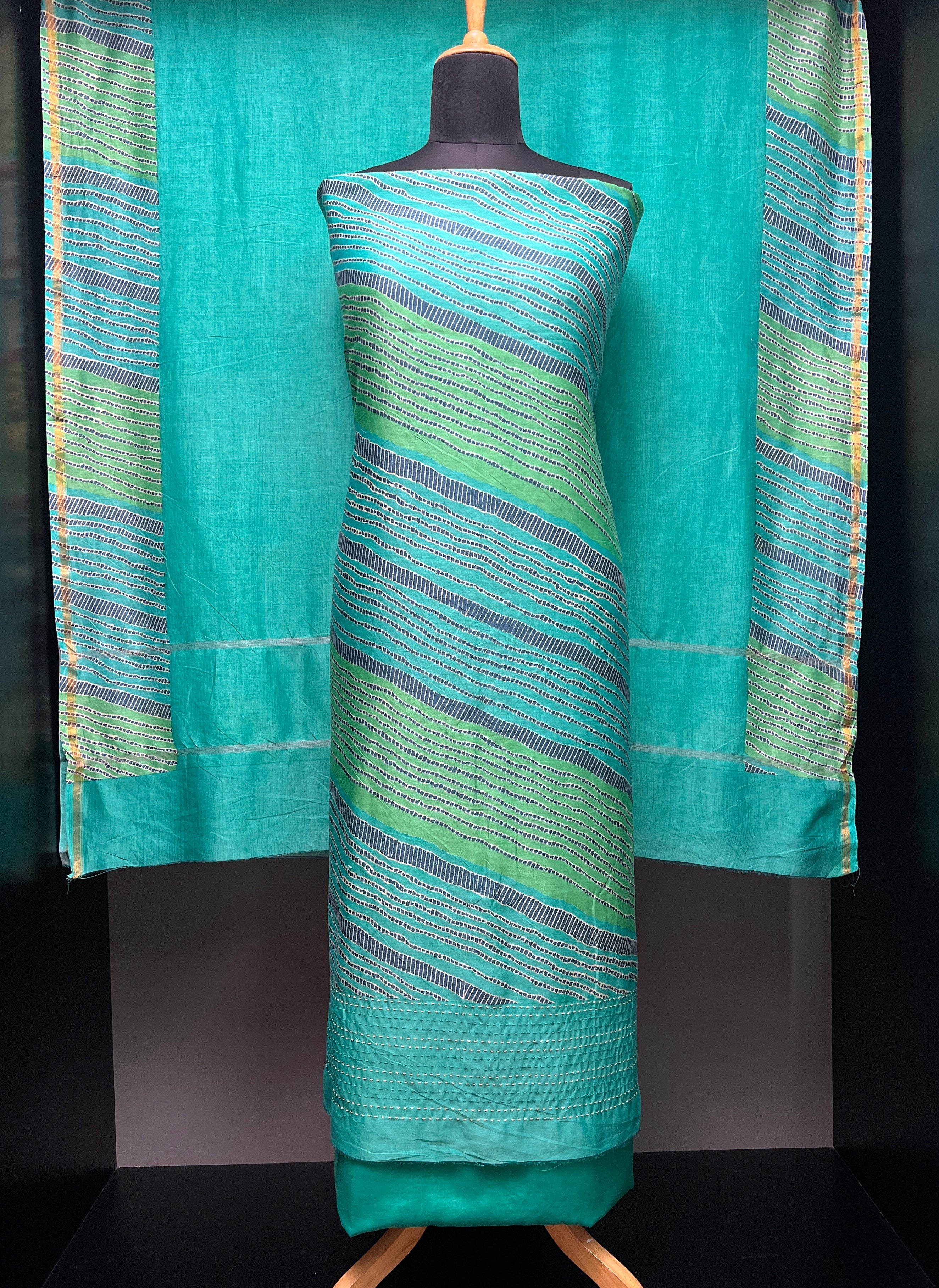 Digital Print With Kantha Detailed Chanderi Silk Salwar Set | LV427