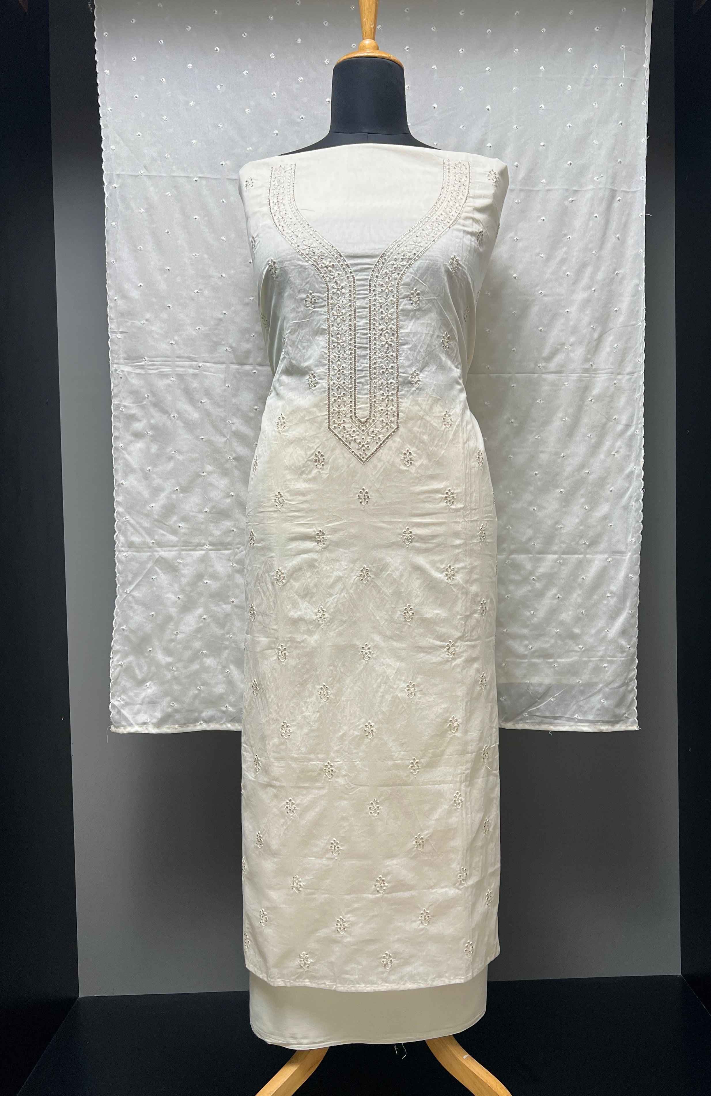 Machine Embroidered Chanderi Finish Salwar Set | SBP1051