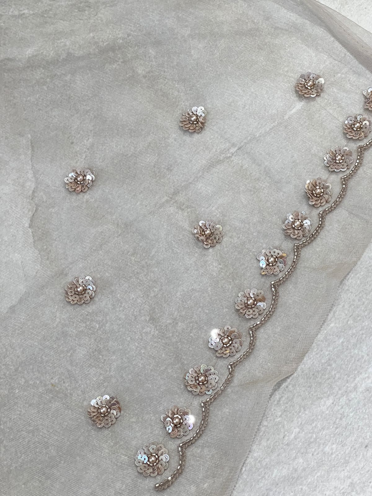 Beads Work Embroidered Net Saree | SBP876