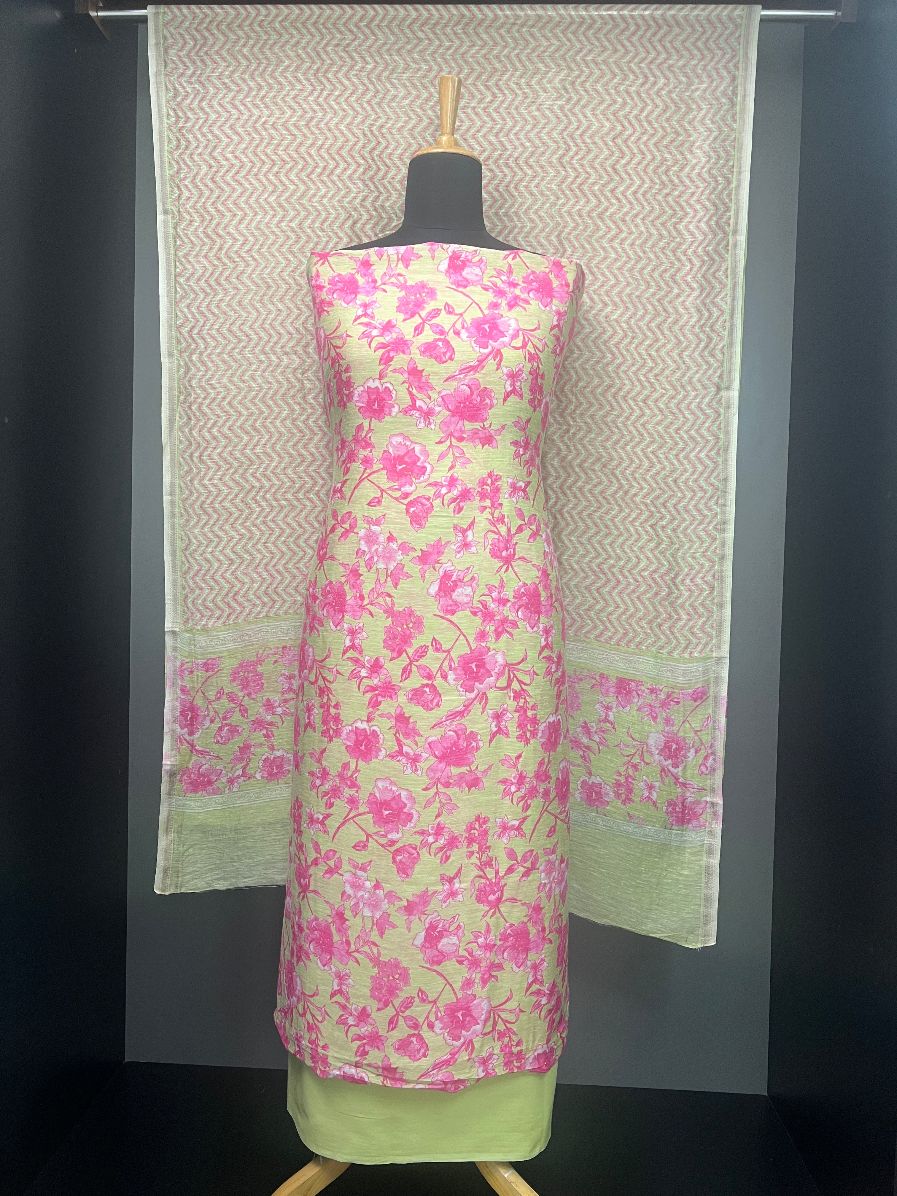 Floral Printed Chanderi Salwar Set | HE198