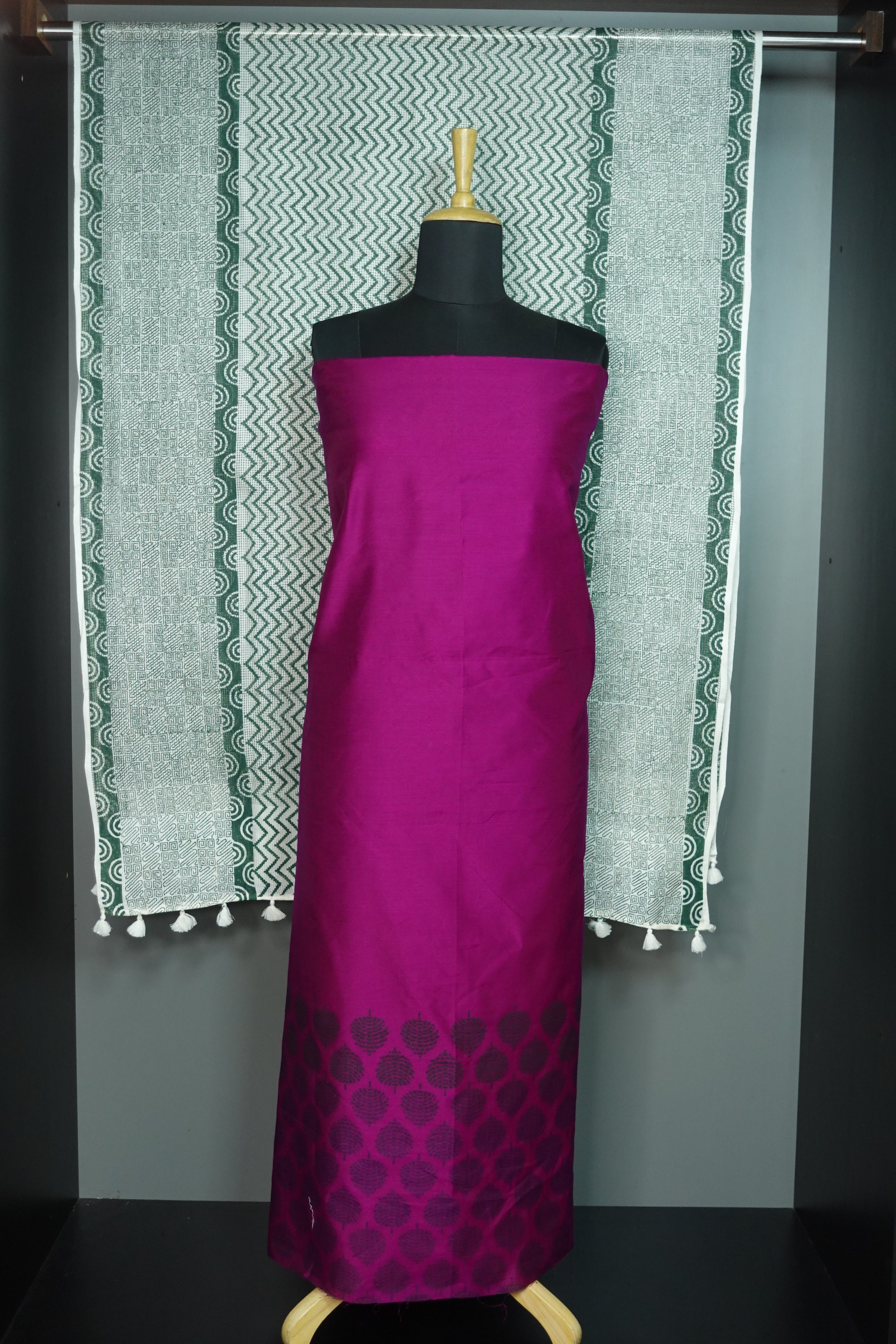 Screen Printed Slub Chanderi Salwar Set | SS891