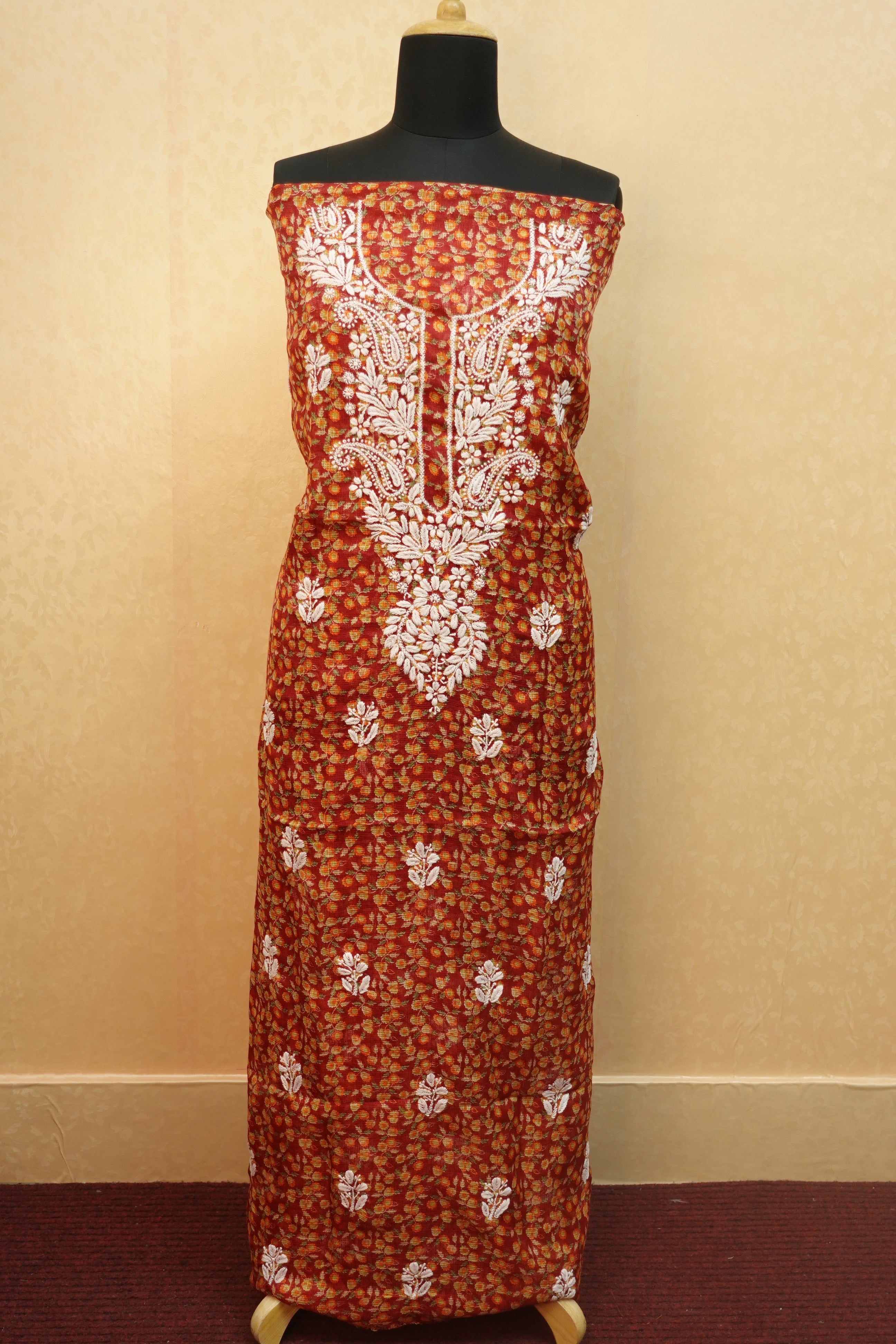 Hand Embroidered Chikankari Kurta Materials | SR307