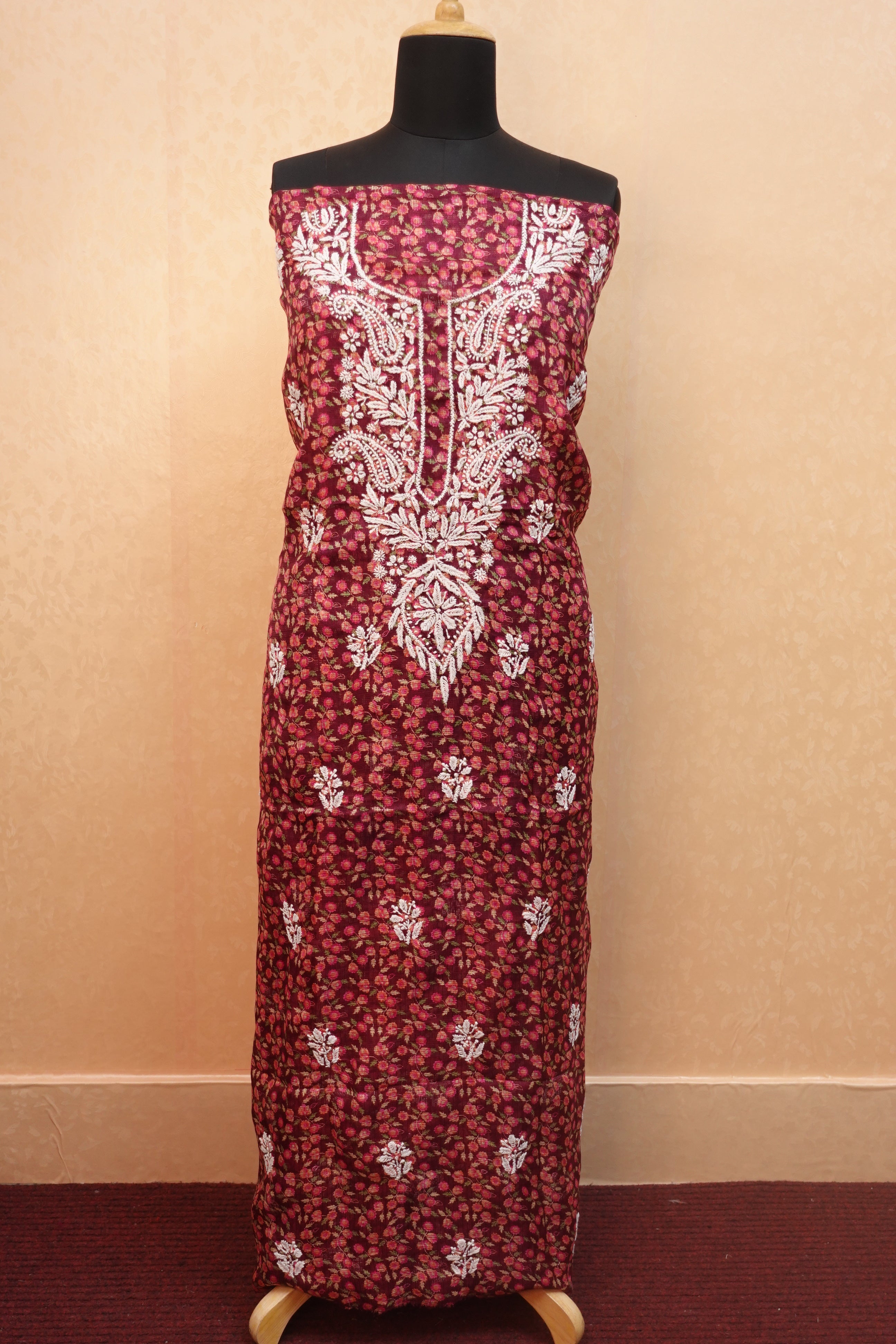 Hand Embroidered Chikankari Kurta Materials | SR307
