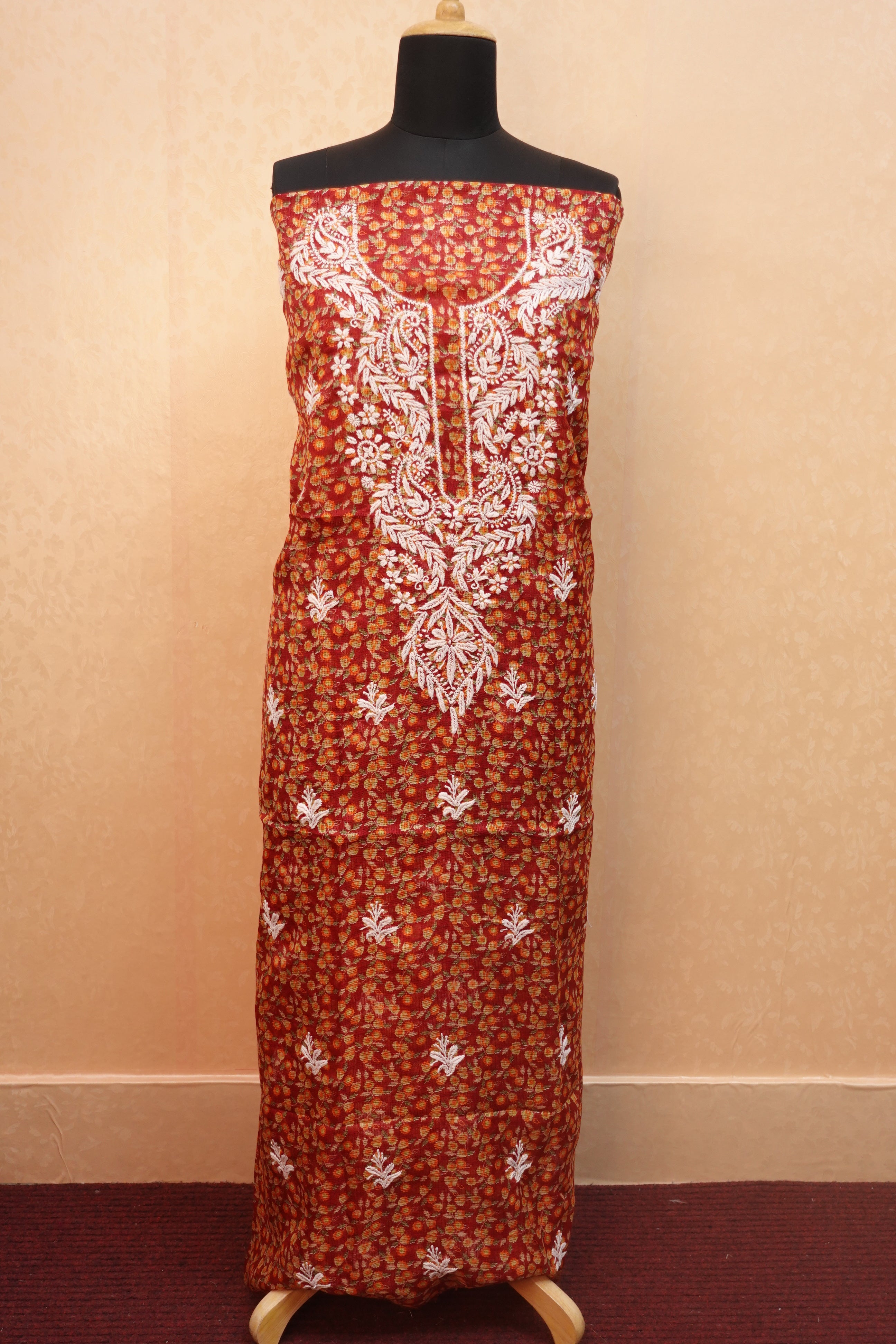 Hand Embroidered Chikankari Kurta Materials | SR307
