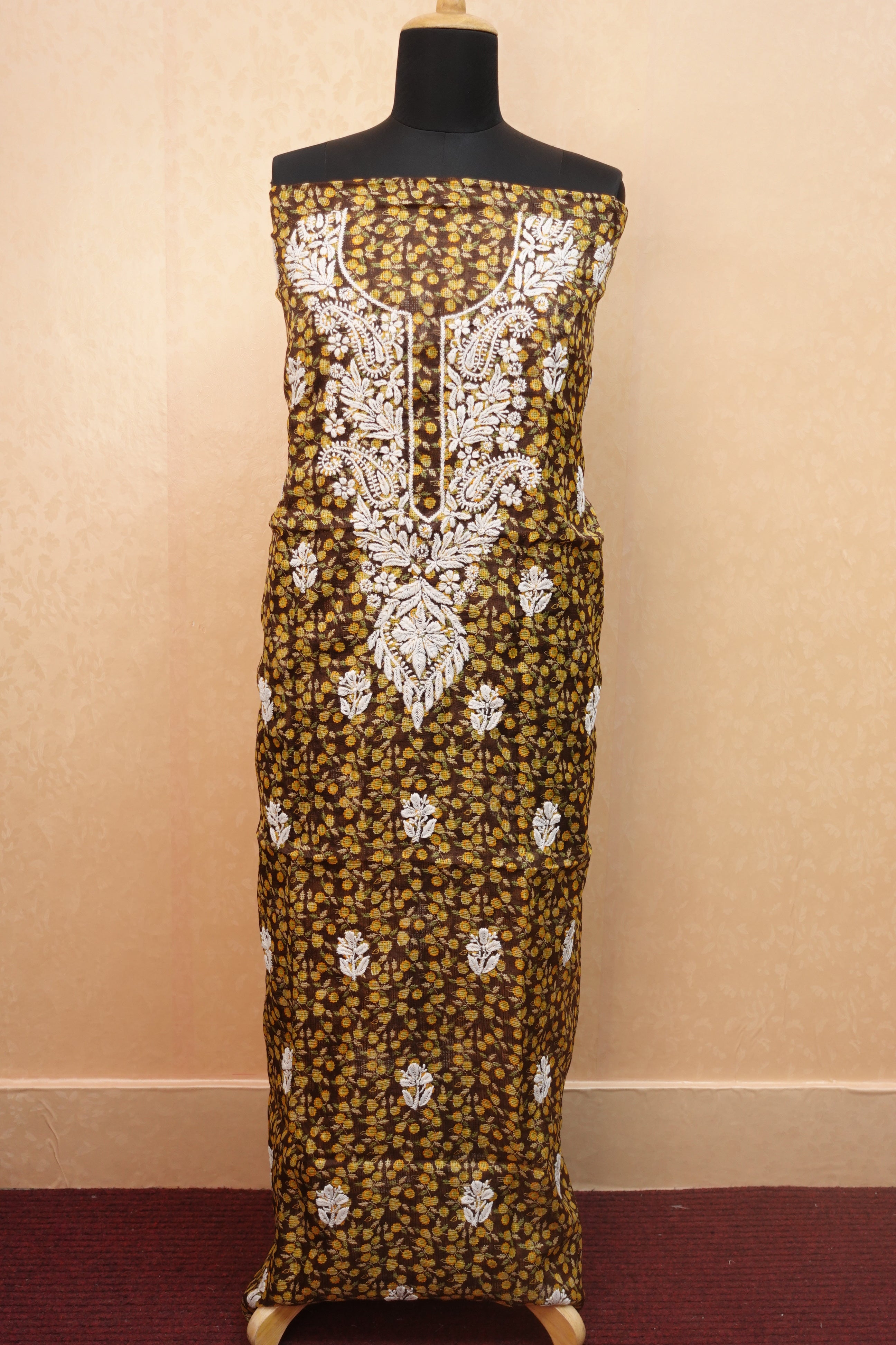 Hand Embroidered Chikankari Kurta Materials | SR307