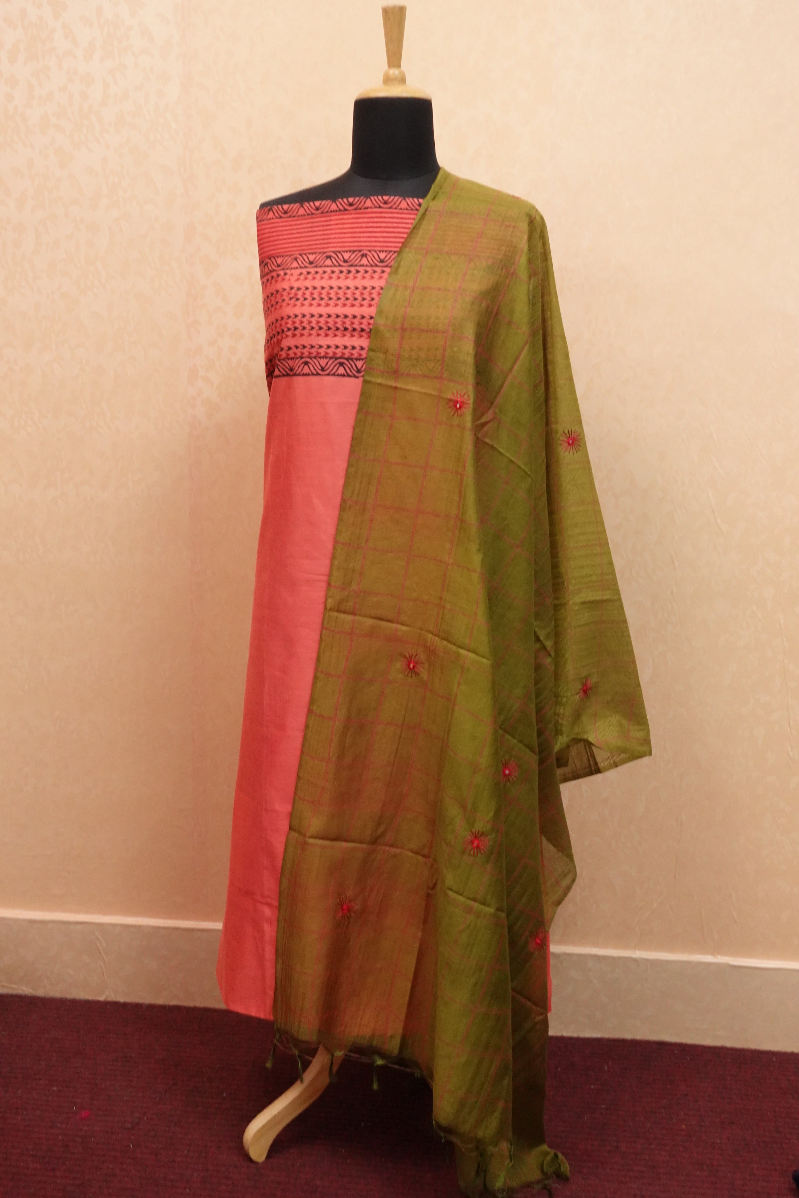 Block Printed Semi Silk Salwar Set | SS883