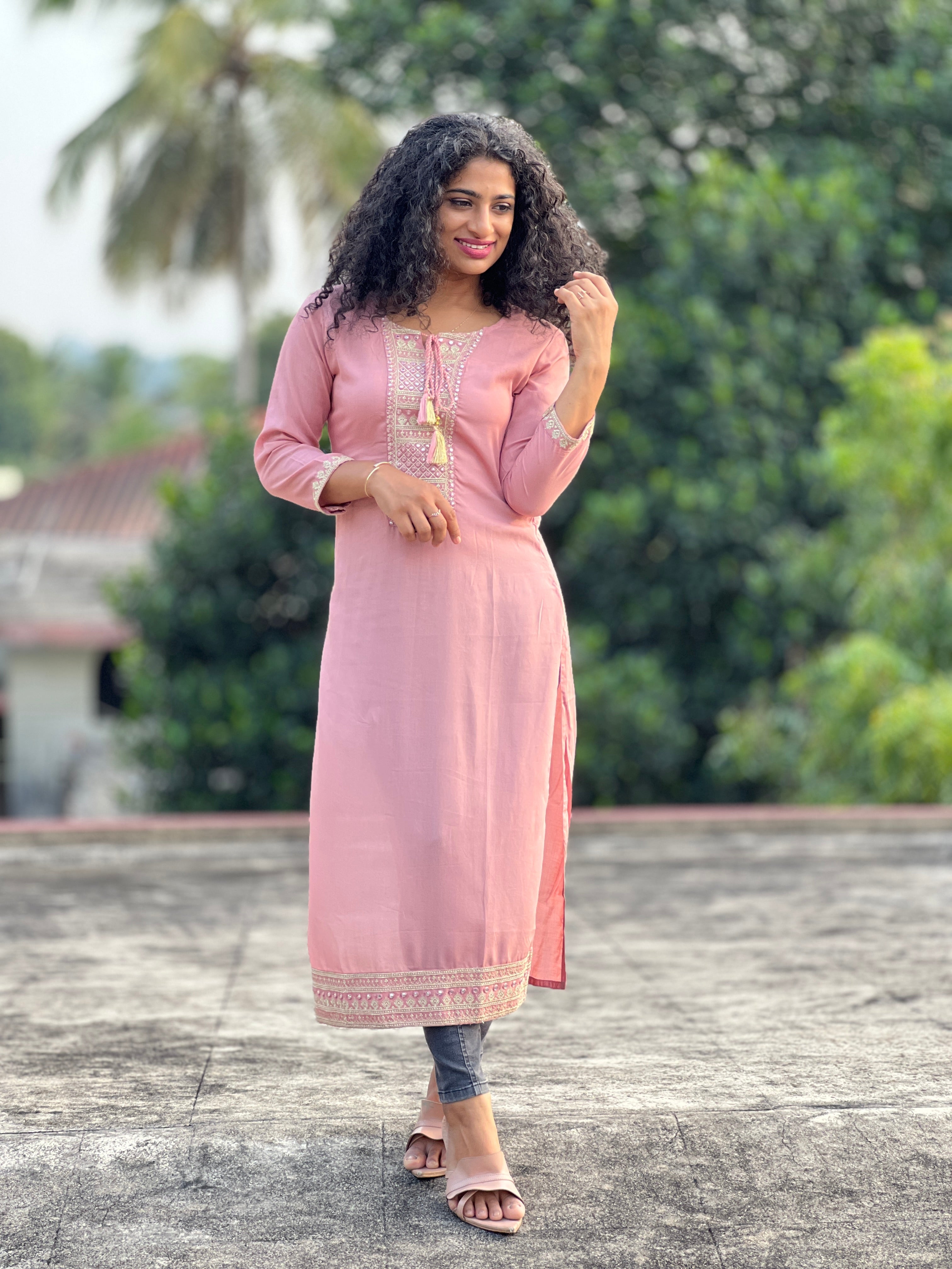Machine embroidered Butter soft Kurtas | NI454