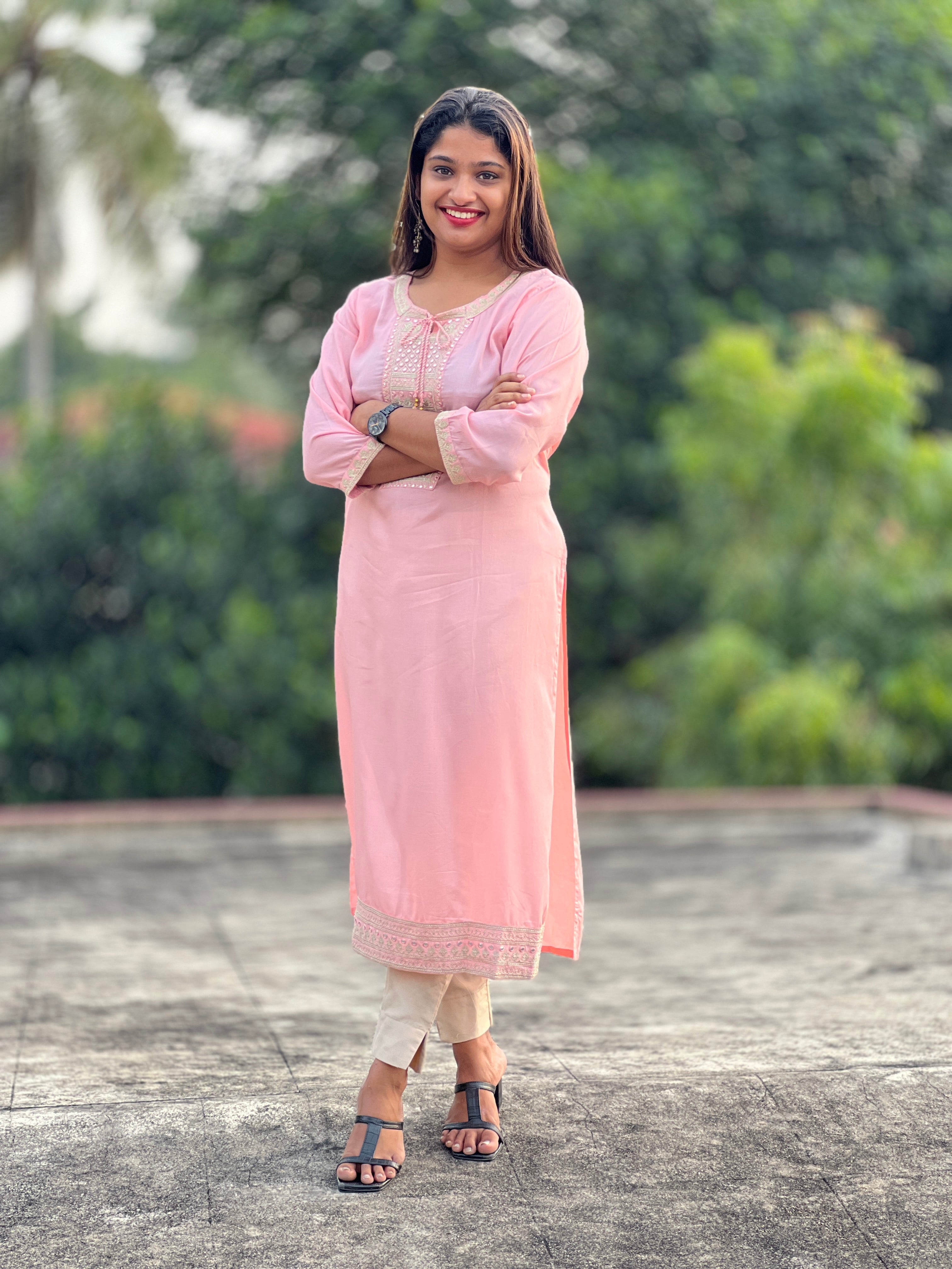 Machine embroidered Butter soft Kurtas | NI454