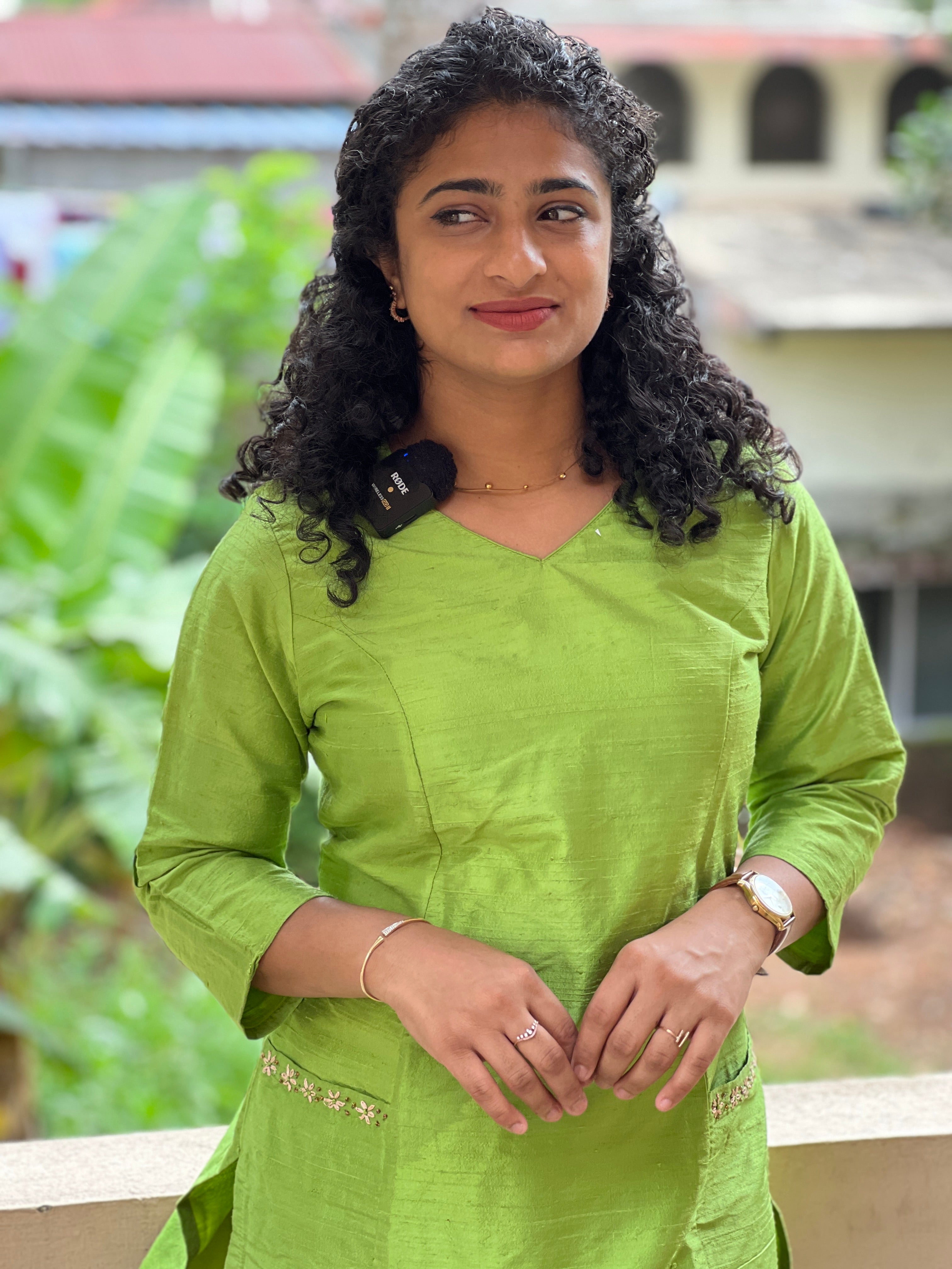 Princess-cut kurta with embroidery, showing the vertical panel seams that shape the garment through the bust and waist