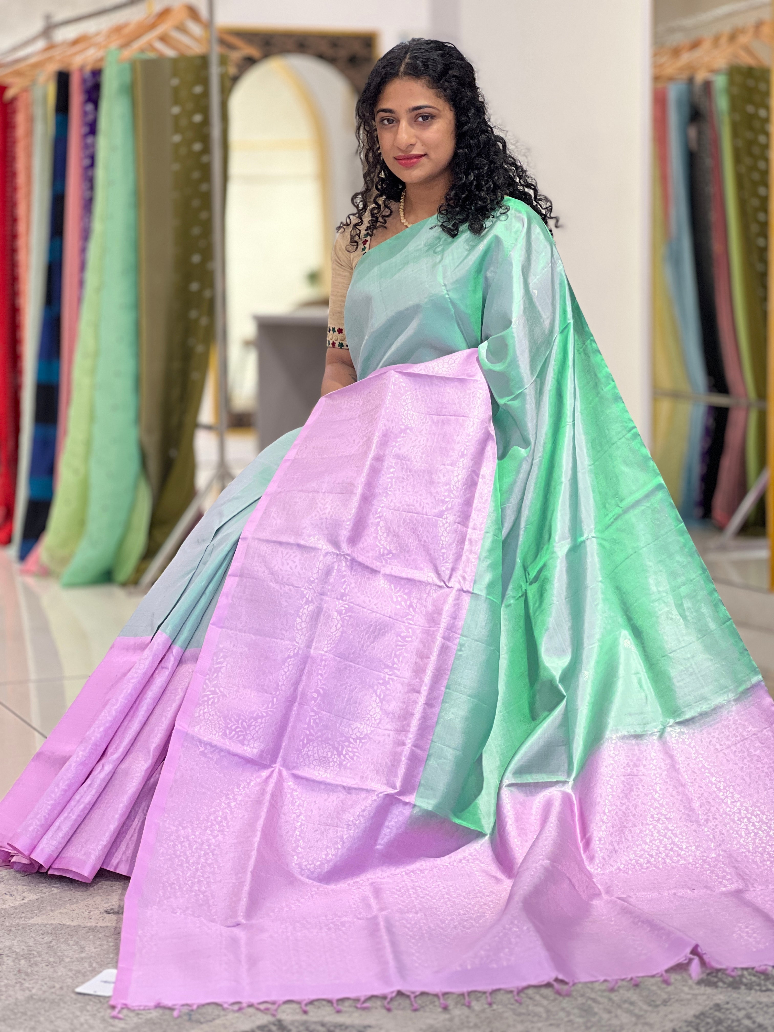Zari woven handloom pure silk saree with deep lustre