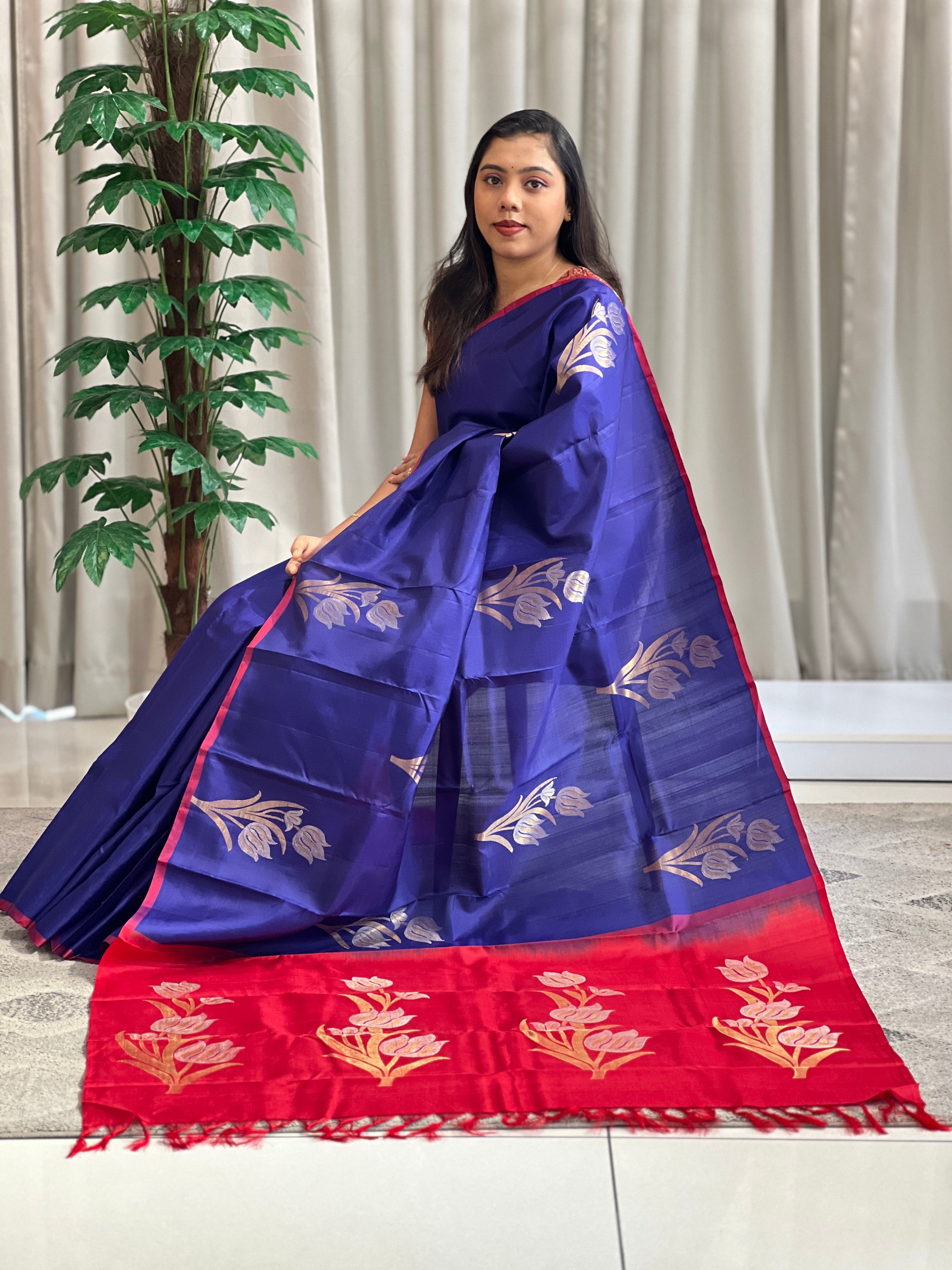 Zari woven Kanchipuram silk saree suitable for a wedding guest