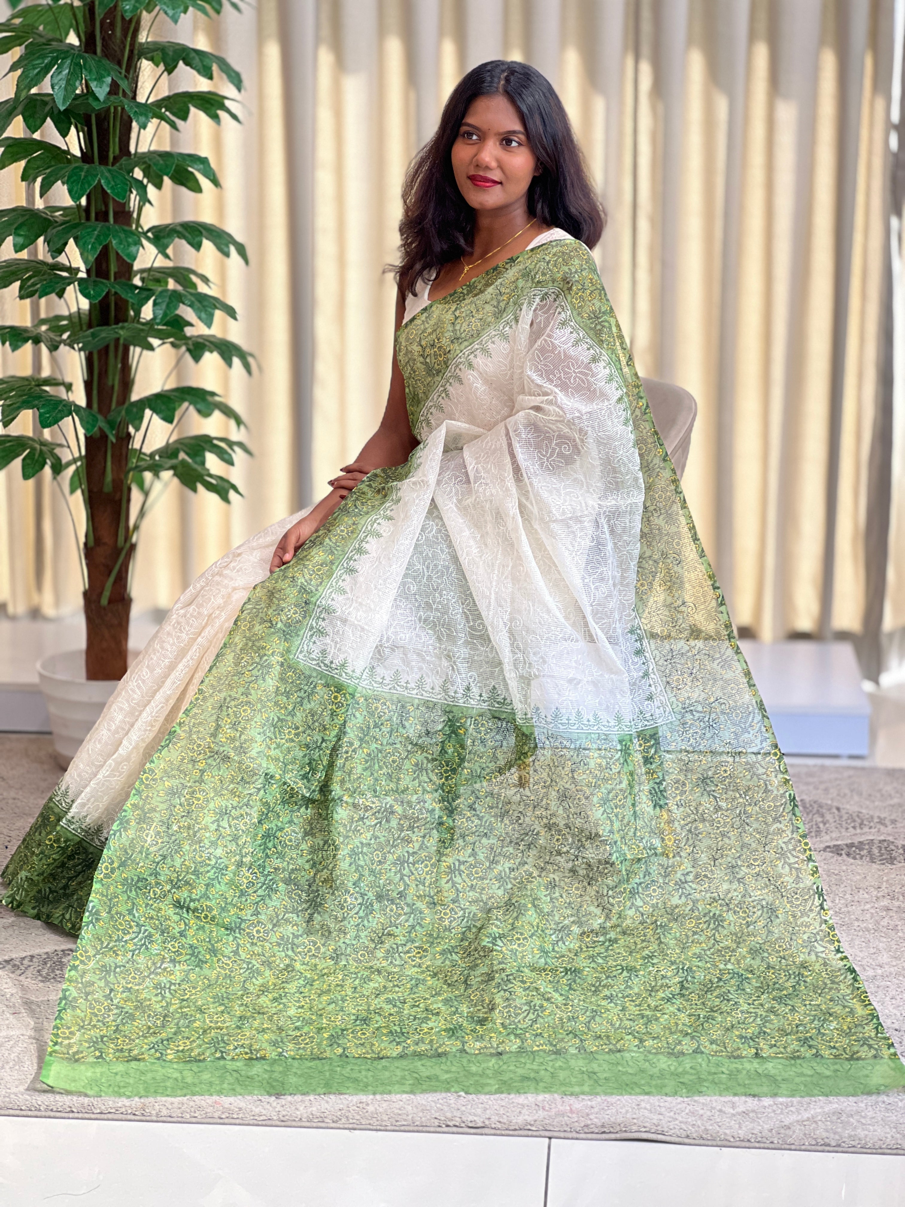 Tepchi embroidered kota saree representing the everyday saree price tier