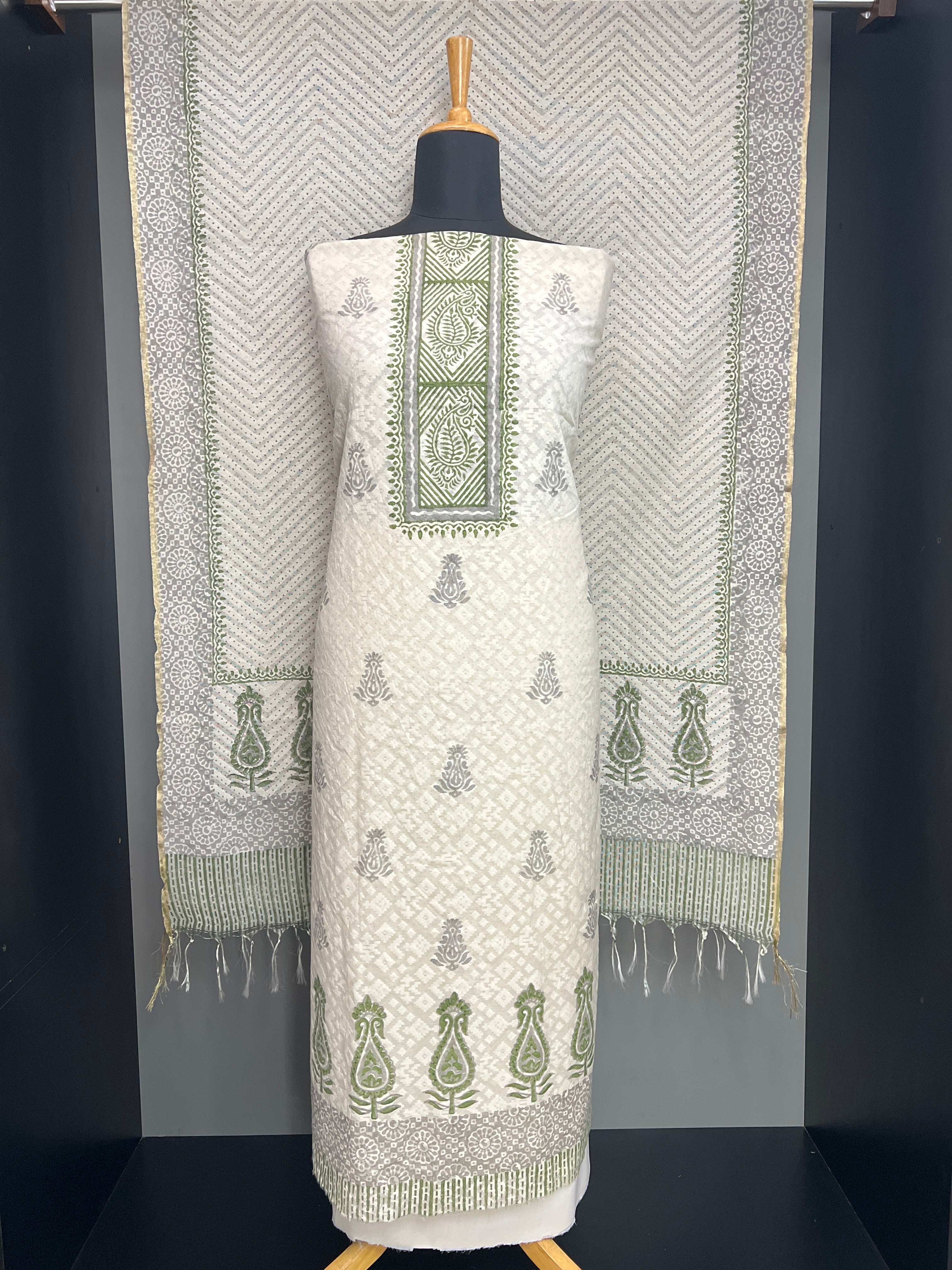 Block Printed Chanderi Salwar Set | ACF166