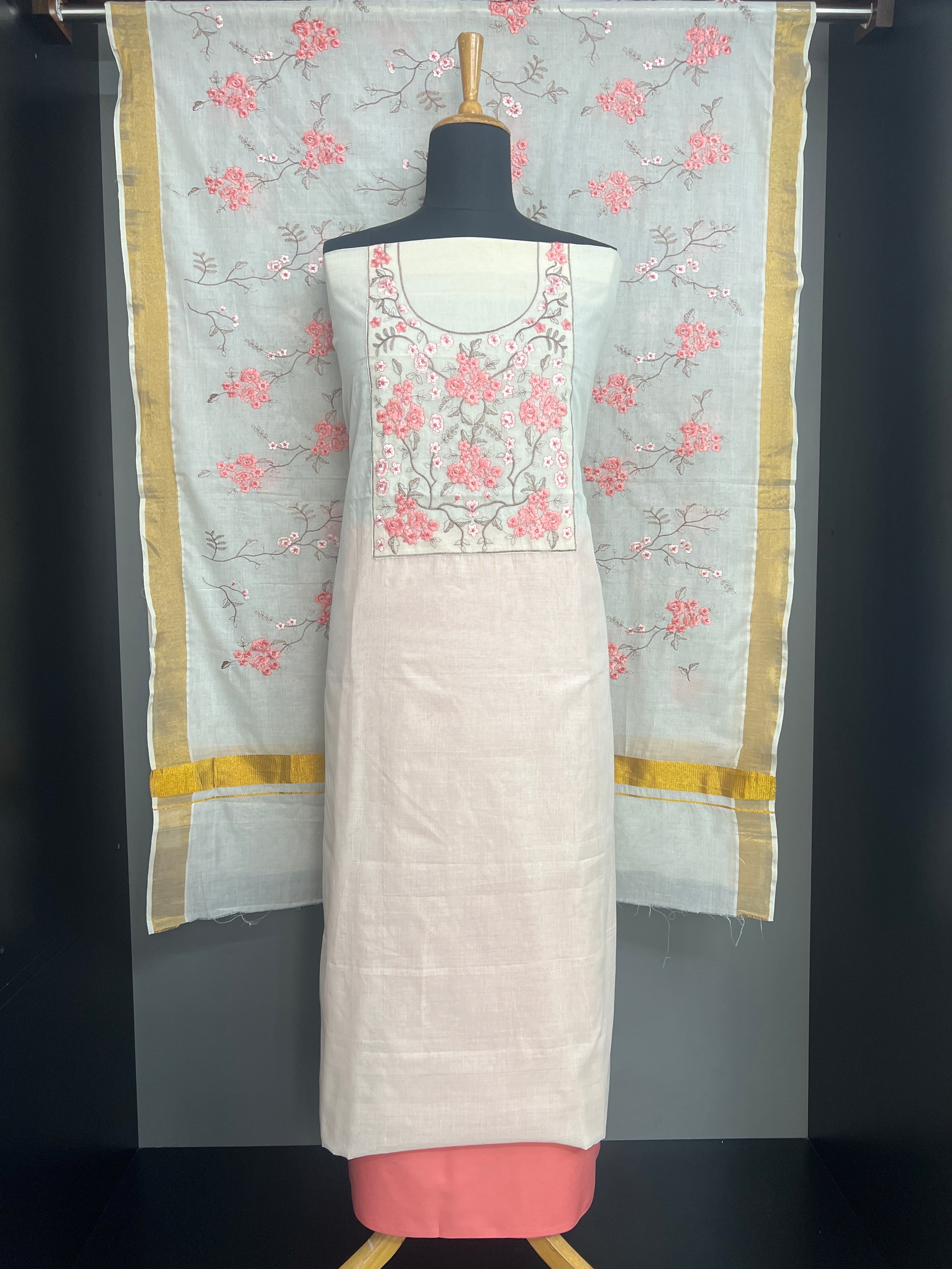 Machine Embroidered Kerala Cotton Salwar Set | JSC682