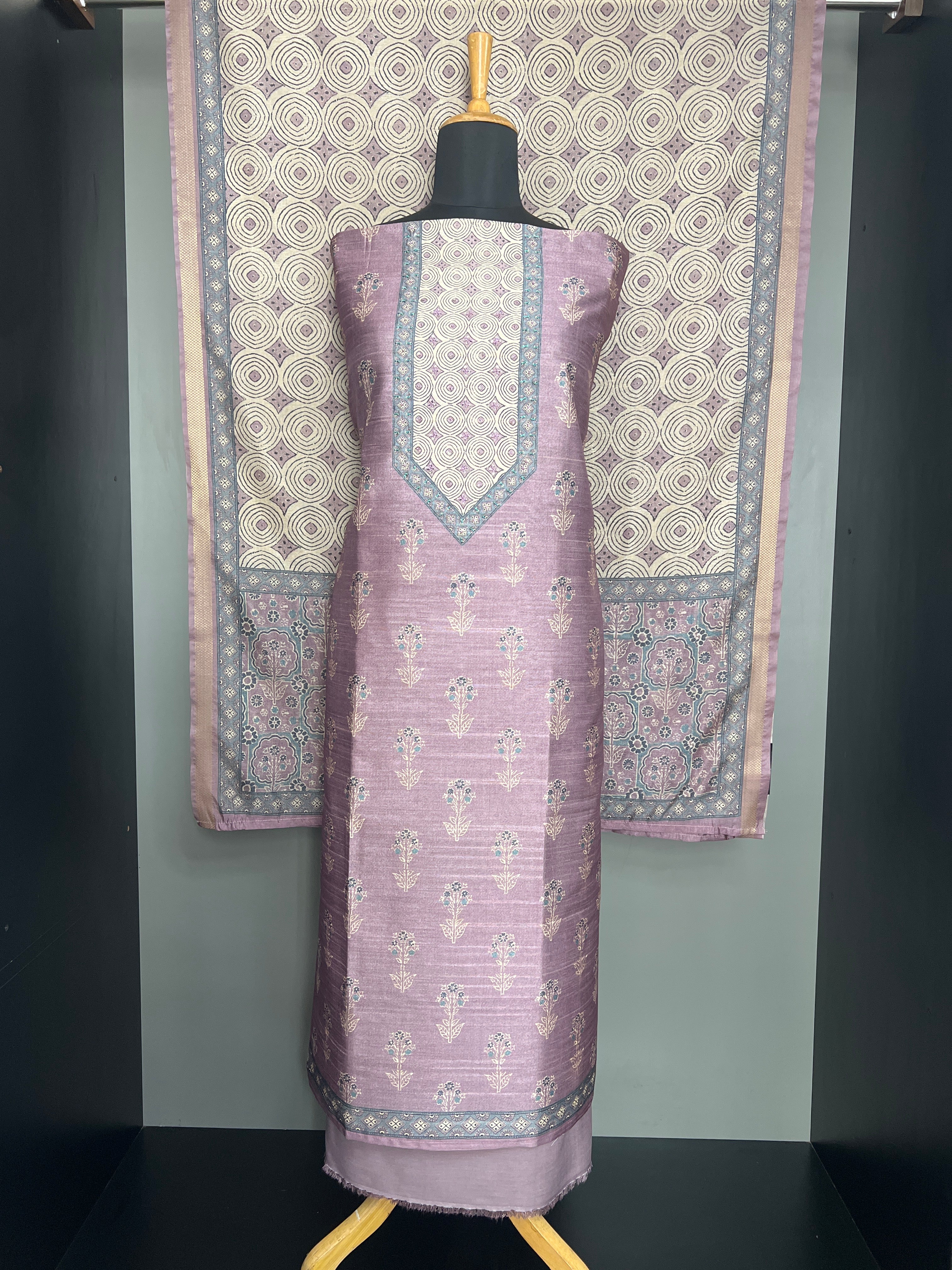 Floral Printed Design Semi Tussar Salwar Set | SW2521