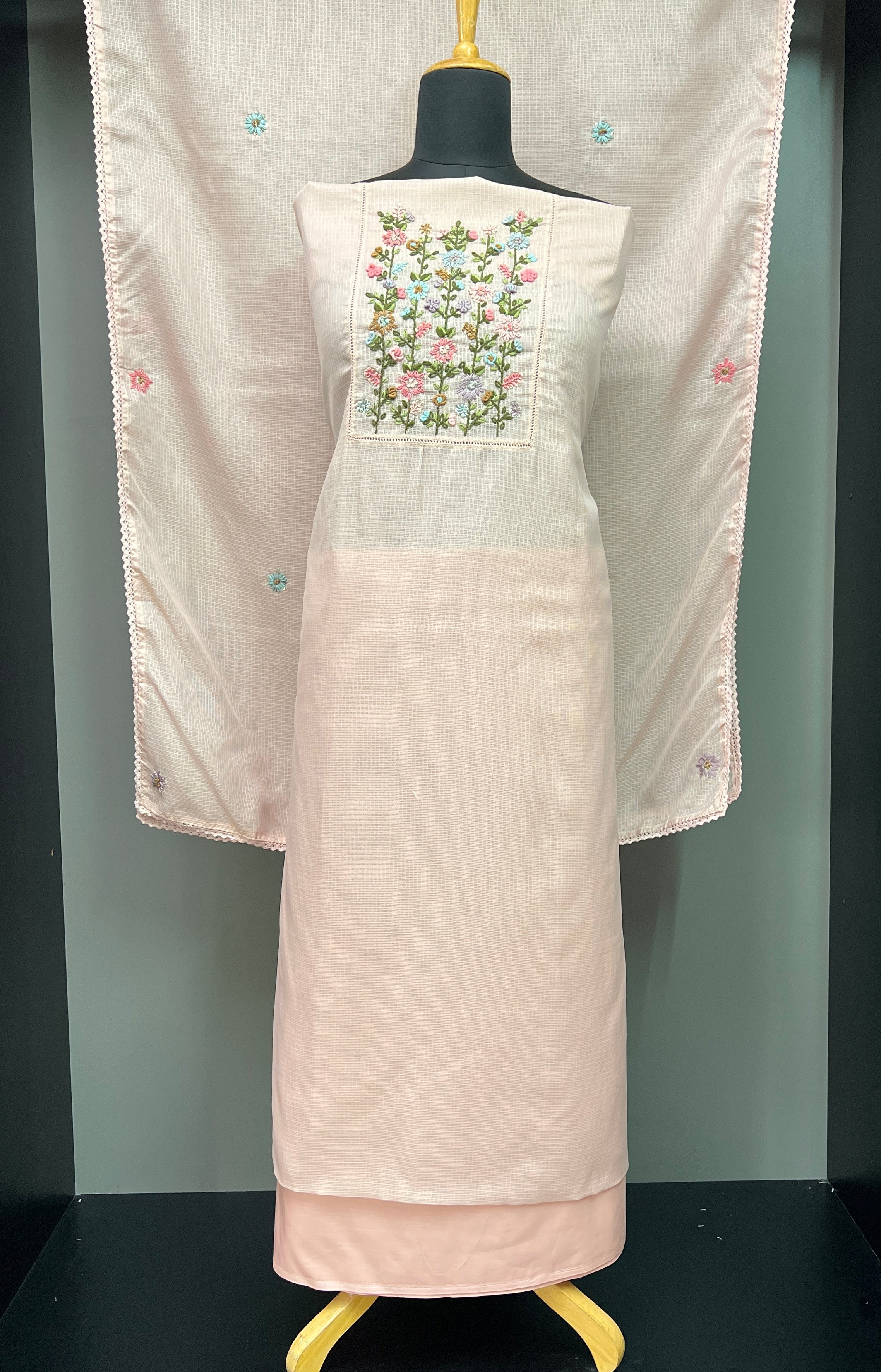 Yoke Hand Embroidery Kota Salwar Set | BLD912