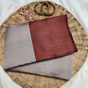 Copper Color Zari Weaving Soft Silk Kanchipuram Saree | GR127