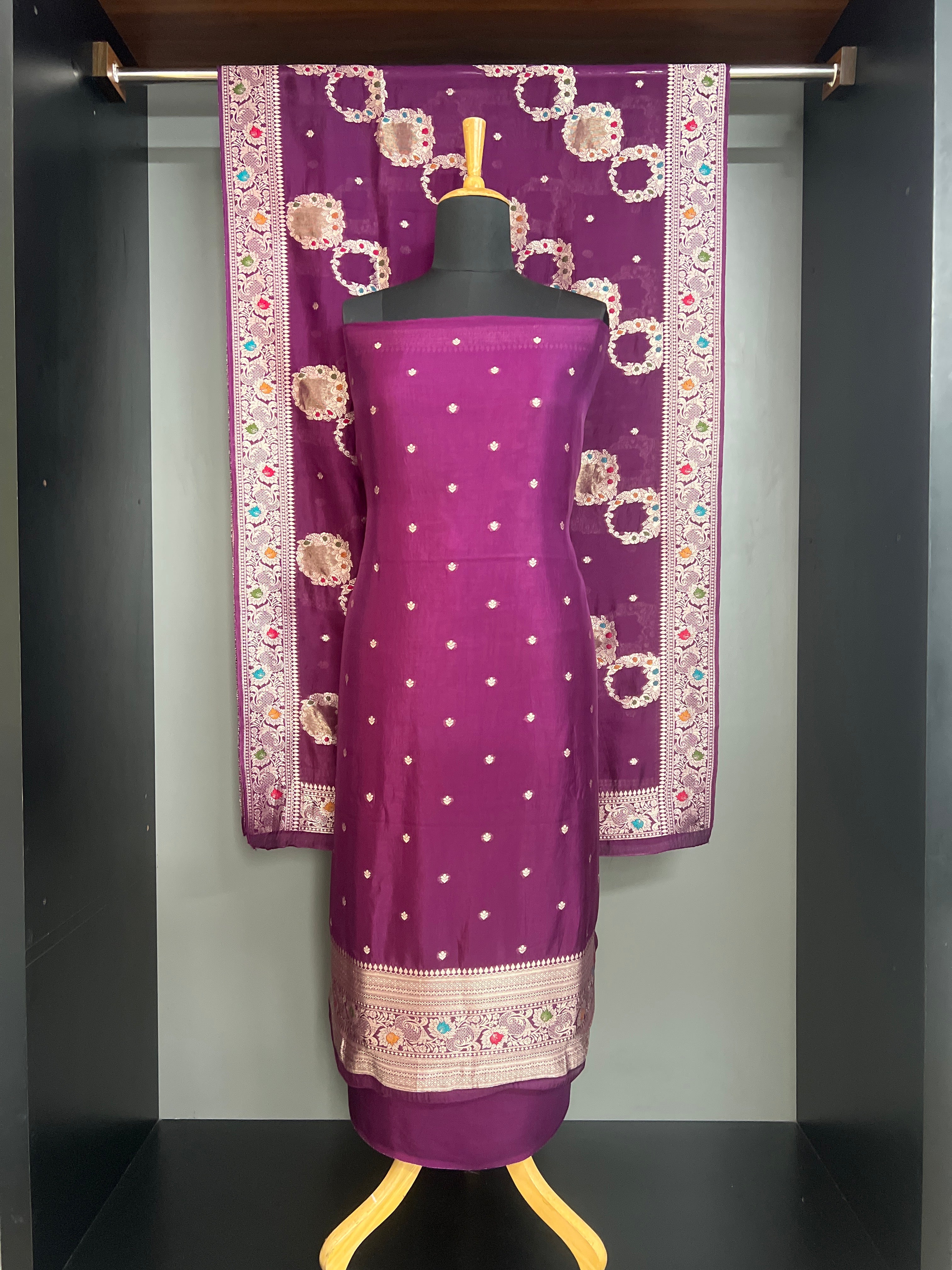 Meenakari Pattern Semi Tussar Salwar Set  | YNG1417