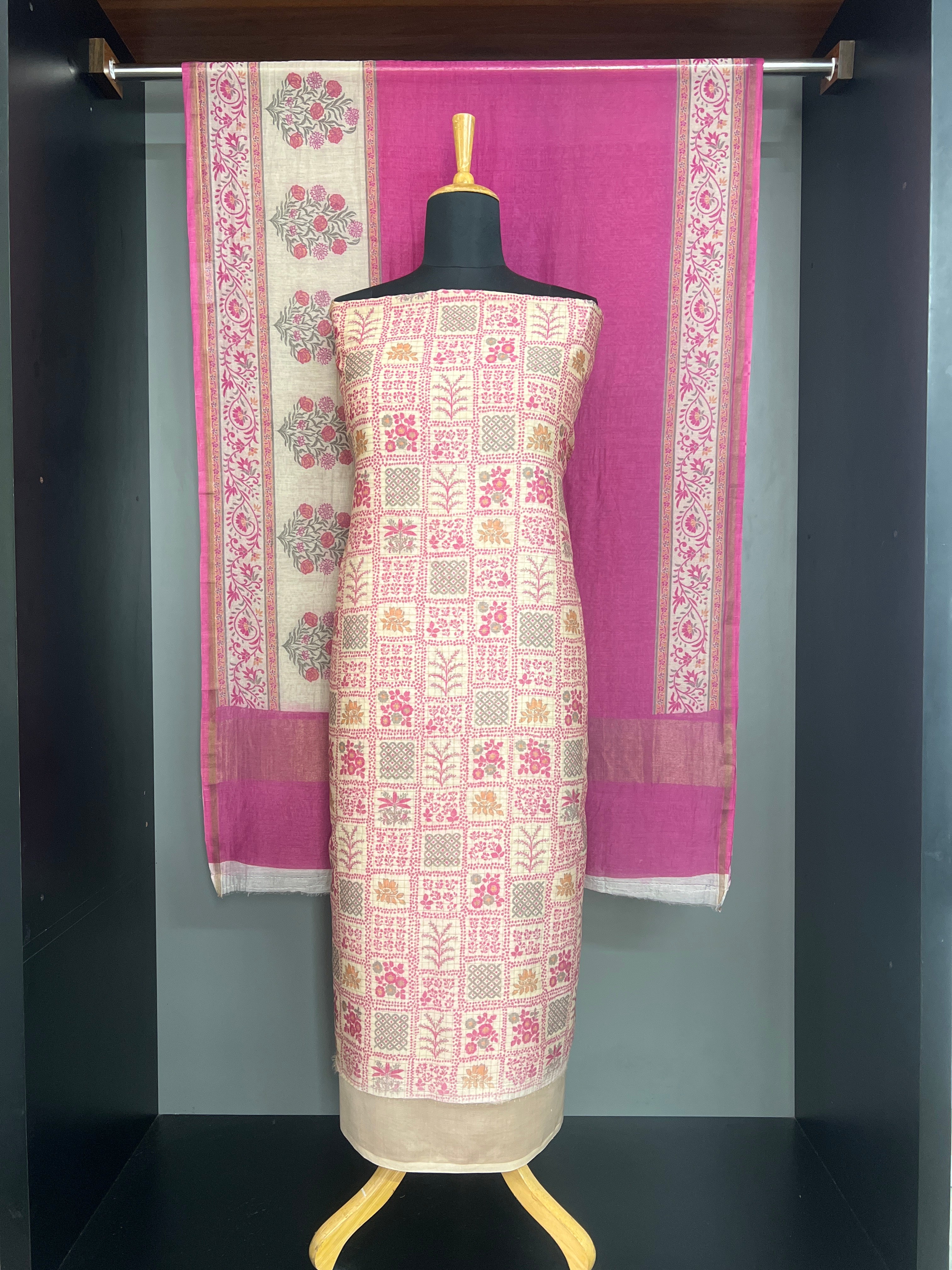 Kattam Pattern Mul Chanderi Salwar Set | YNG1462