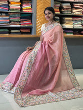 Embroidery Border Crush Tissue Organza Saree | SMC129