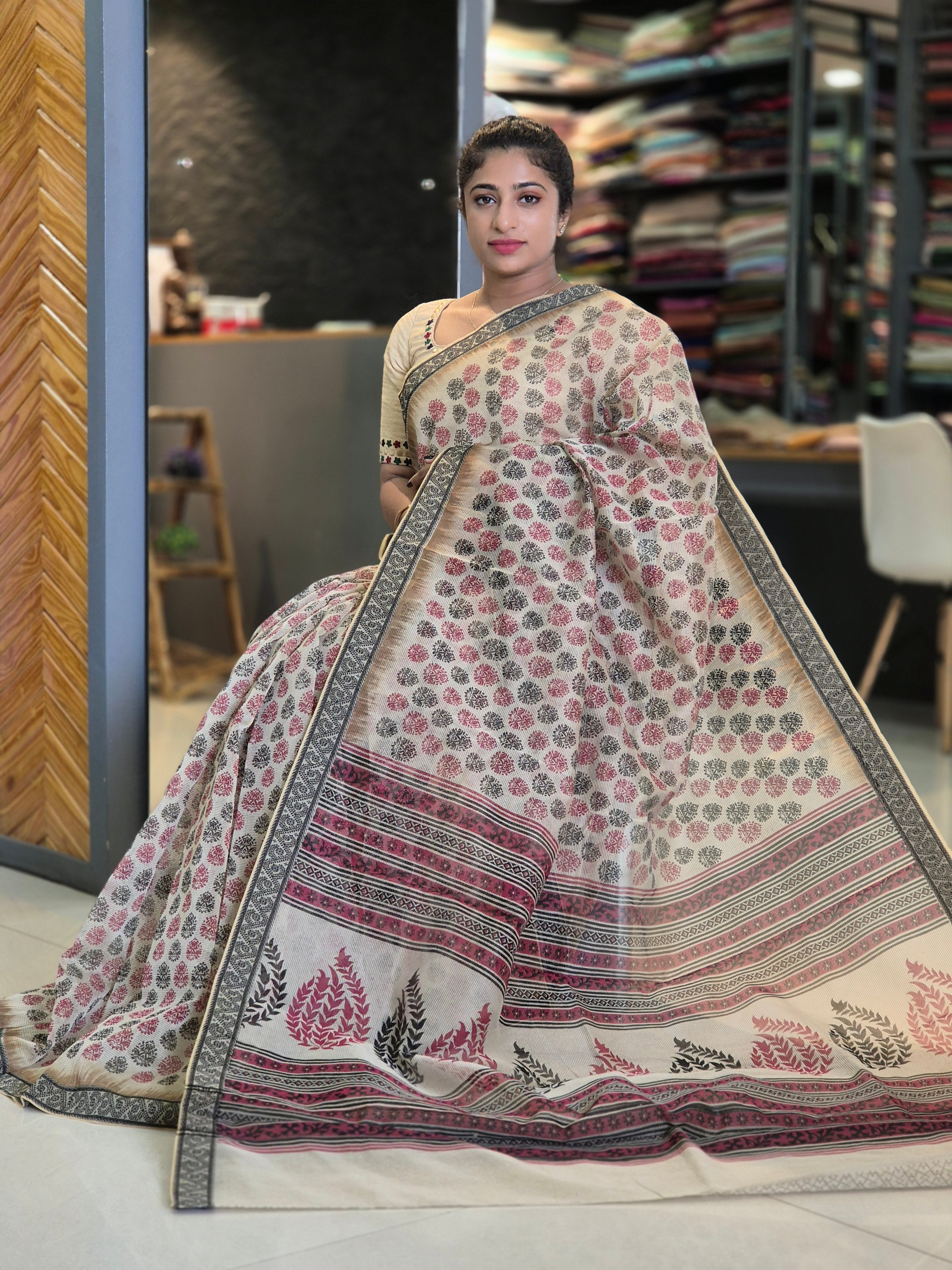 Traditional Printed Supernet Kota Saree | SUM131