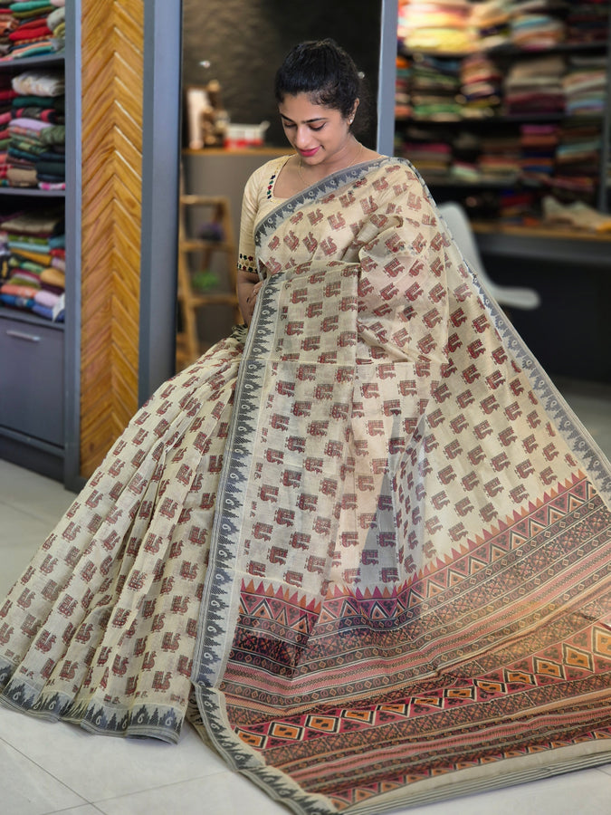 Screen Printed Supernet Kota Saree | SUM122