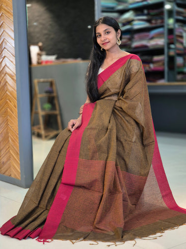 Contrast Border Cotton Blended Saree | SUM105