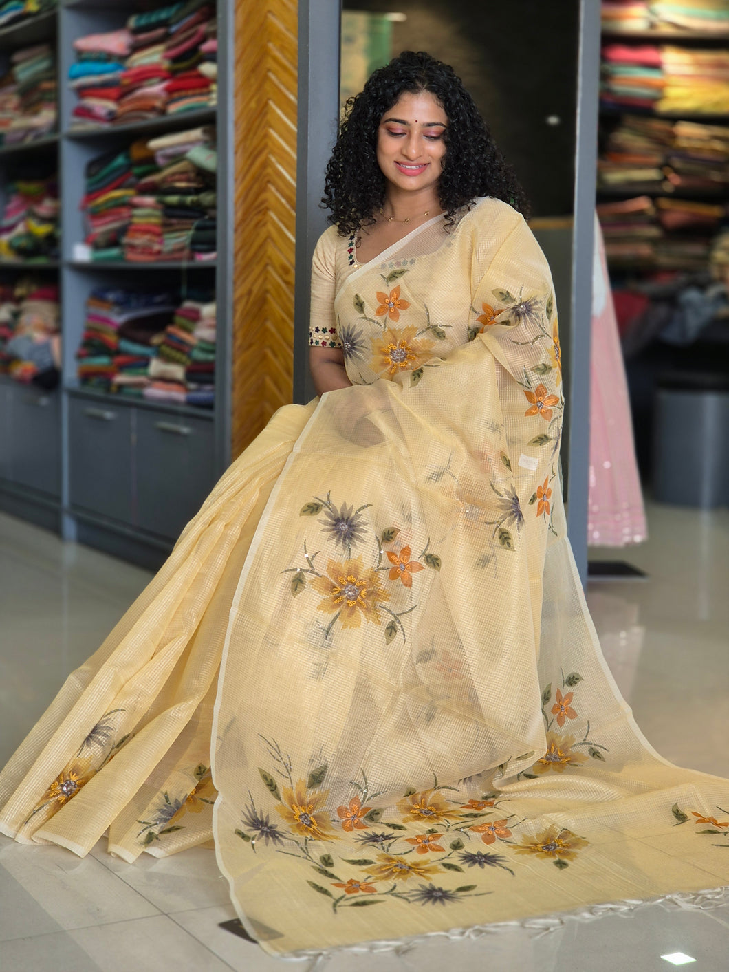 Hand Painted Organza Saree | BLD356