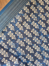 Indigo Printed Bhagalpuri Linen Saree | BLD279