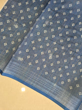 Indigo Printed Bhagalpuri Linen Saree | BLD272