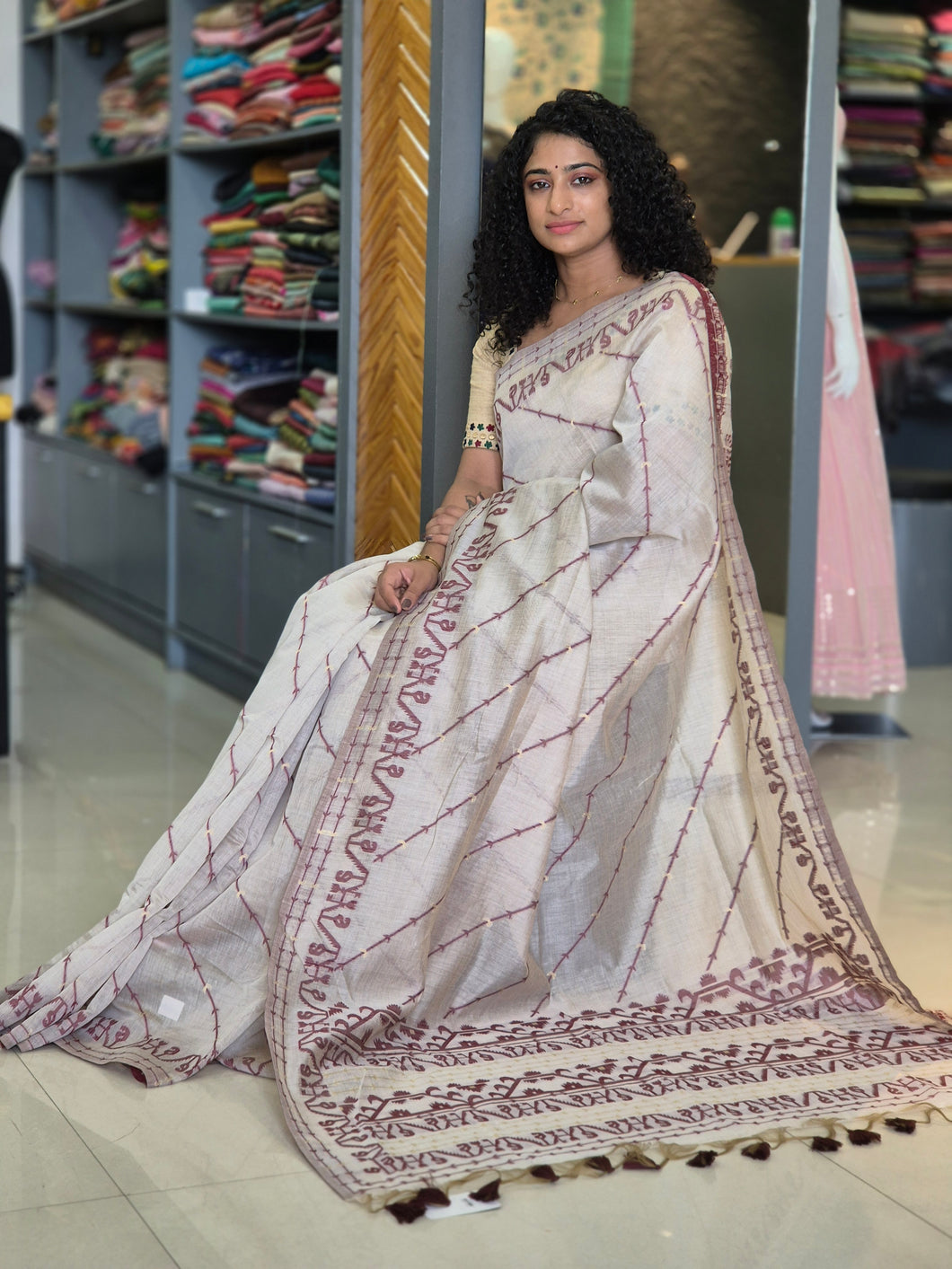 Jamdani Weaving Chanderi Saree | BLD297