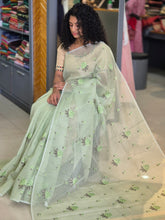 Floral Embroidery Check Organza Saree | BLD305