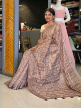 Geometrical Pattern Bhagalpuri Linen Saree | BLD259