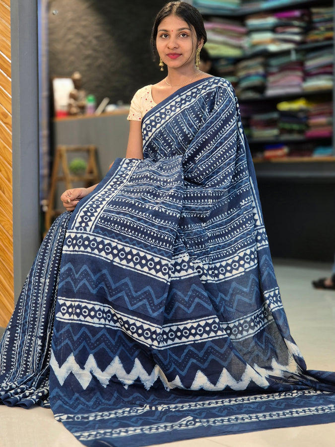 Batik Printed Cotton Saree | JKL187