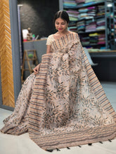 Leaf Pattern & Kantha Highlighted Semi Silk Saree | SBP180