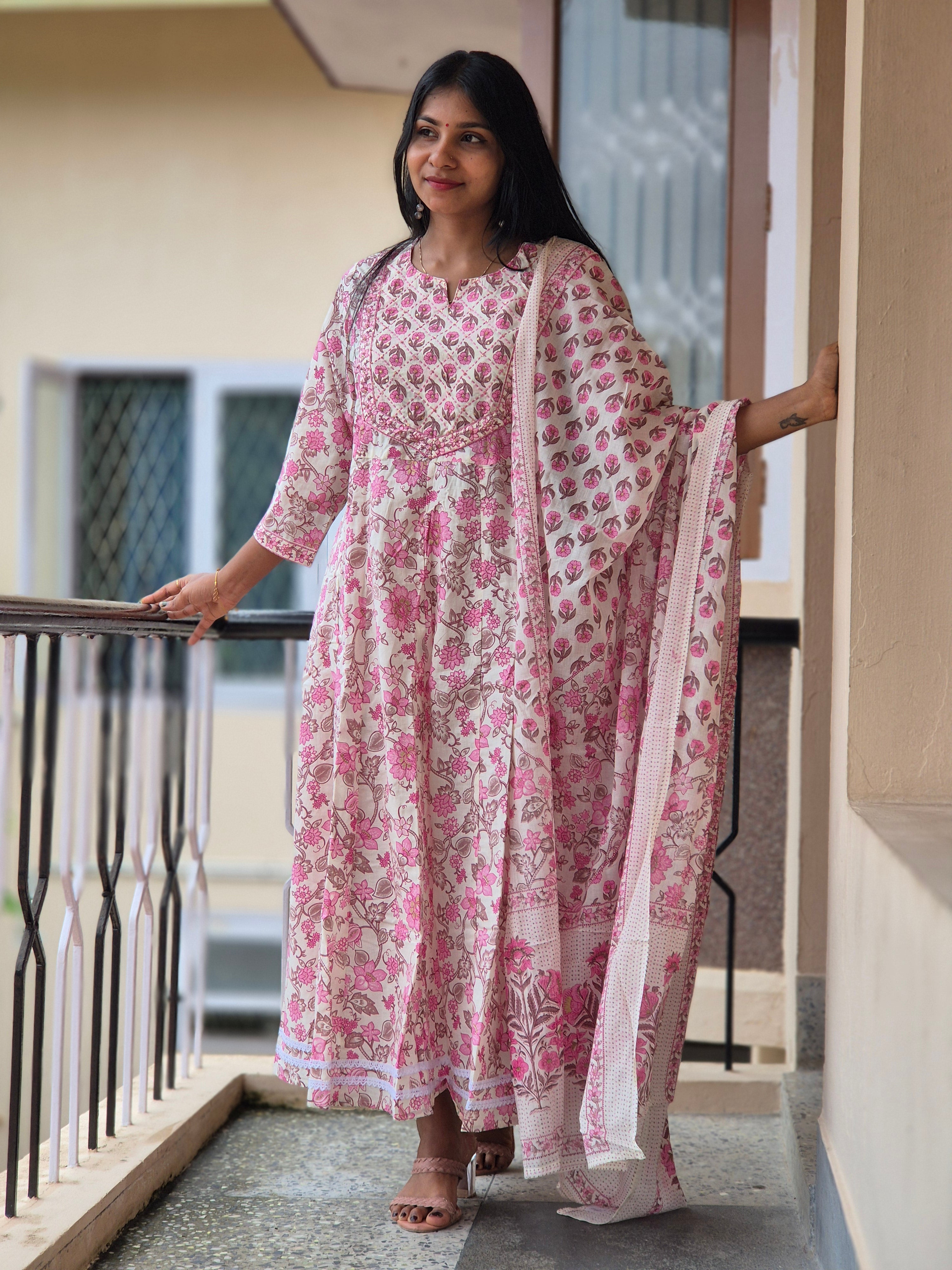 Floral Printed Cotton Kurta Set | NCF163
