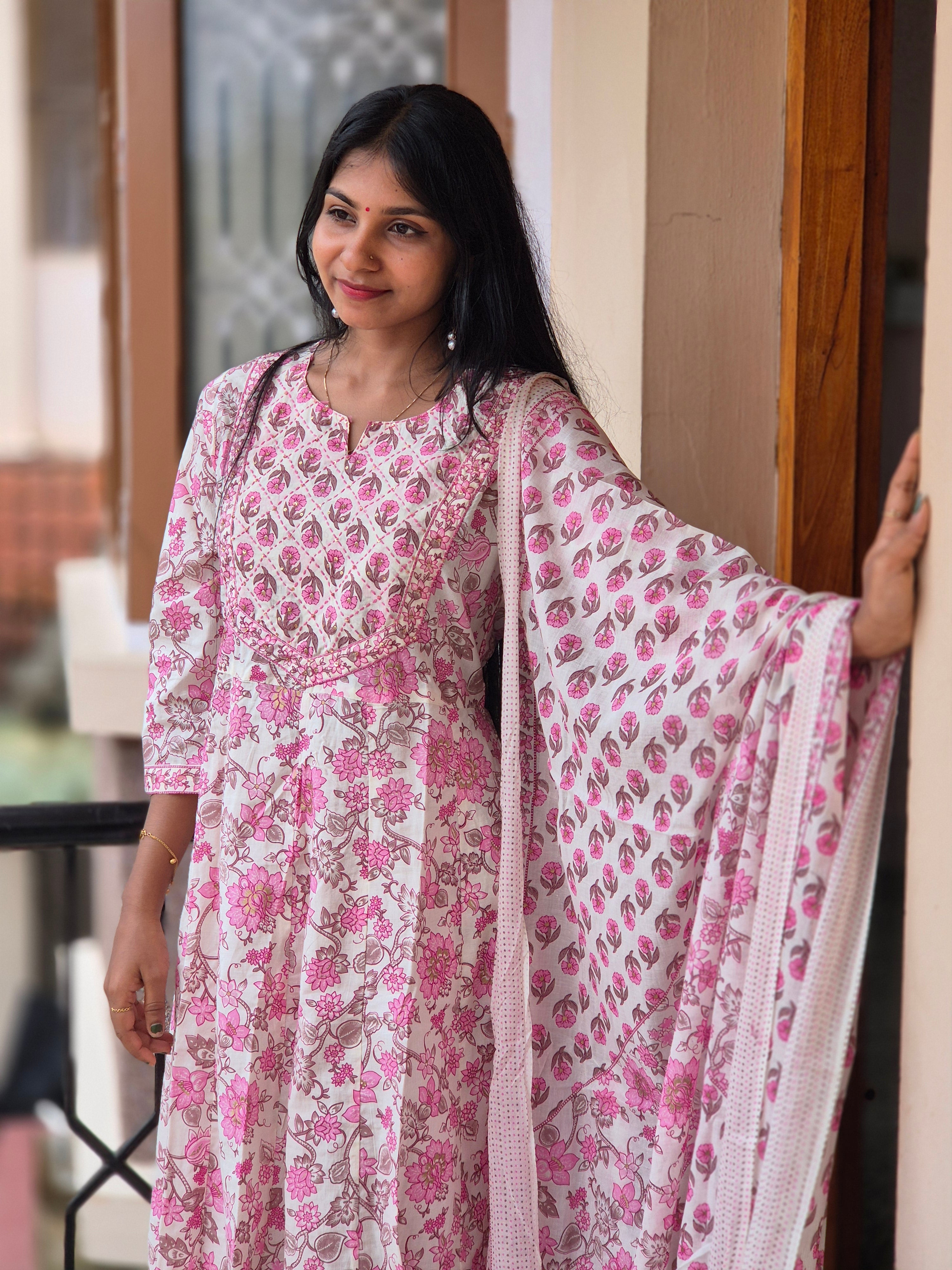 Floral Printed Cotton Kurta Set | NCF163