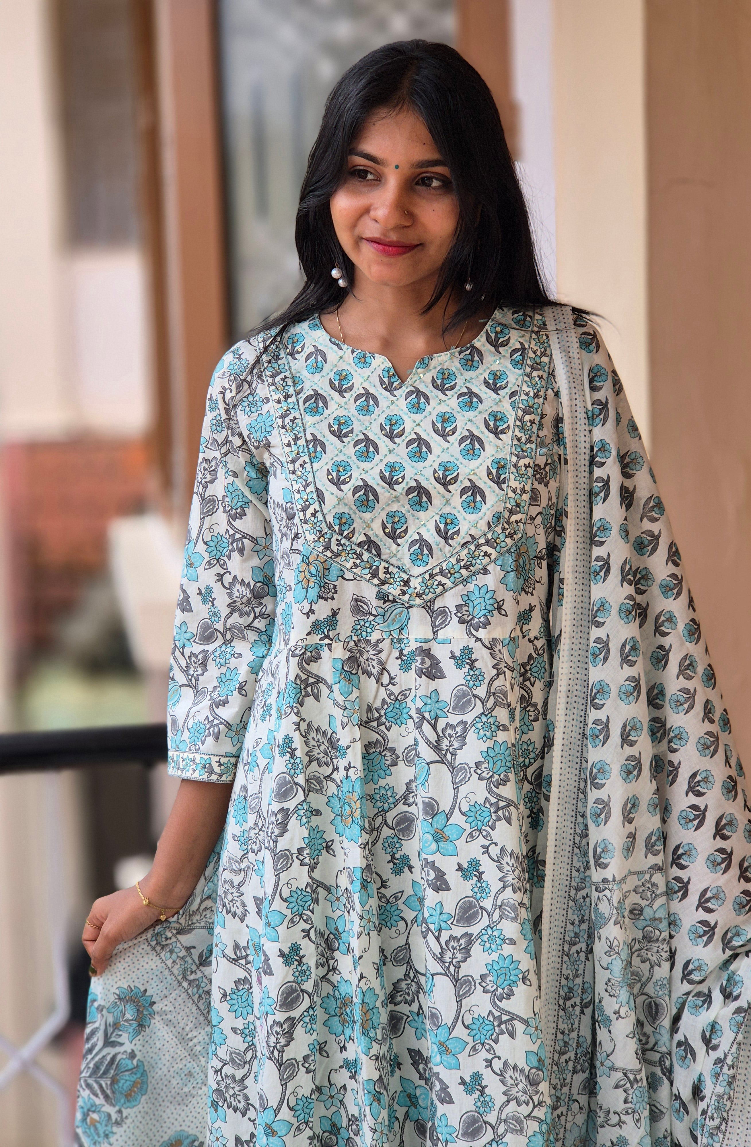 Floral Printed Cotton Kurta Set | NCF163