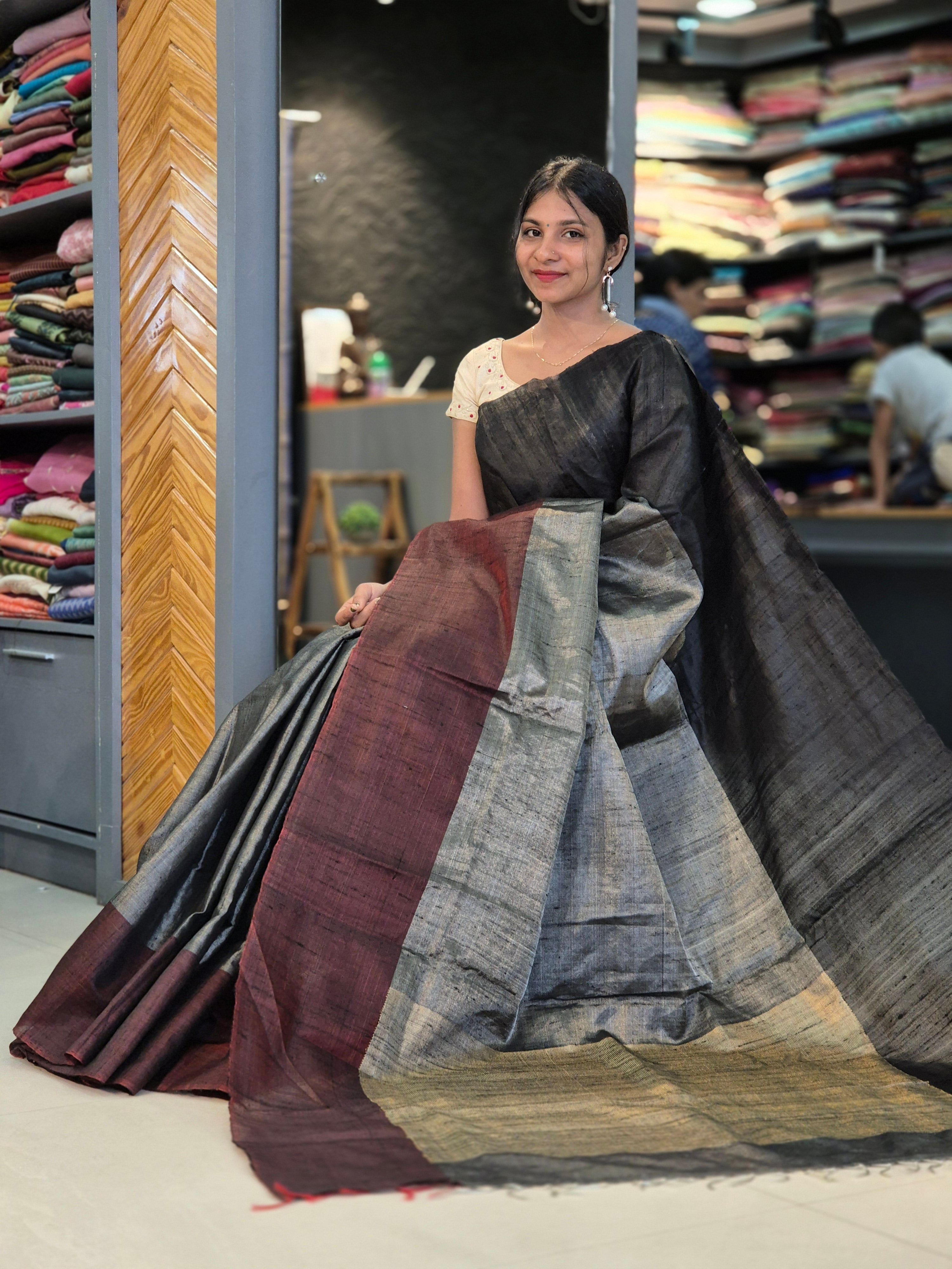 Color Block Pattern Desi Tussar Saree | RGD213