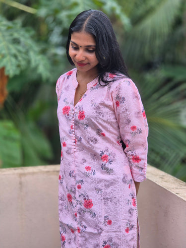 Floral Design Cotton Blended Kurta | SV268