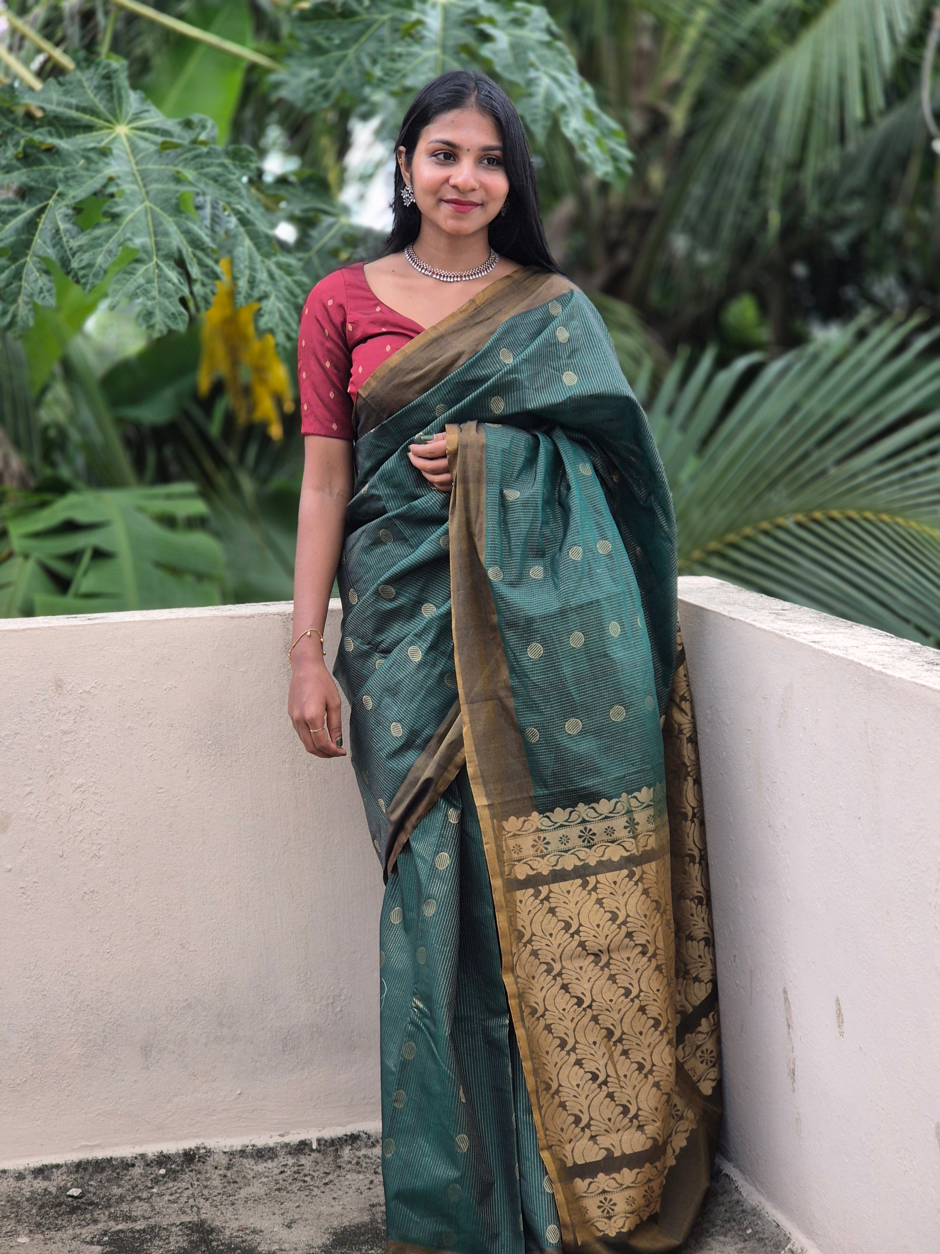 Vertical Line Weaving Cotton Silk Saree |  KTS158