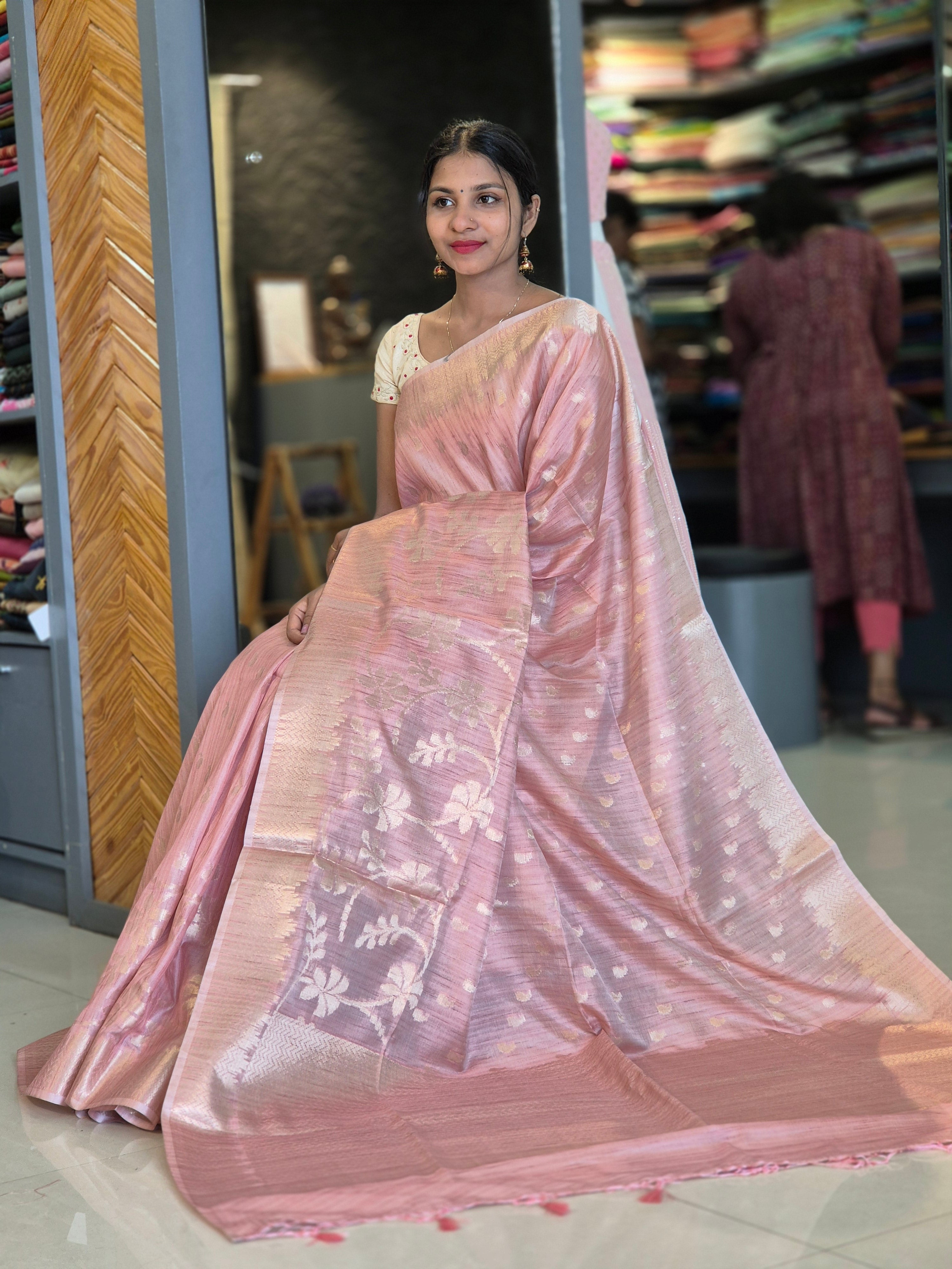 Zari Weaving Tussar Finish Saree | SVF110