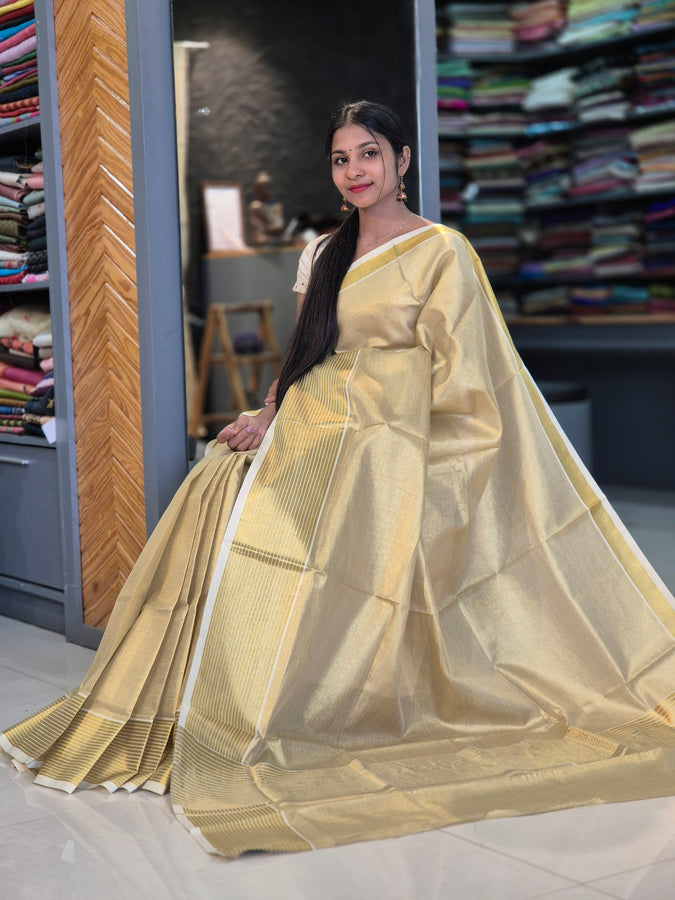 Golden Kasavu Tissue Saree | GAT187