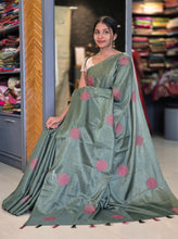 Machine Embroidery Semi Tussar Saree | SBP242