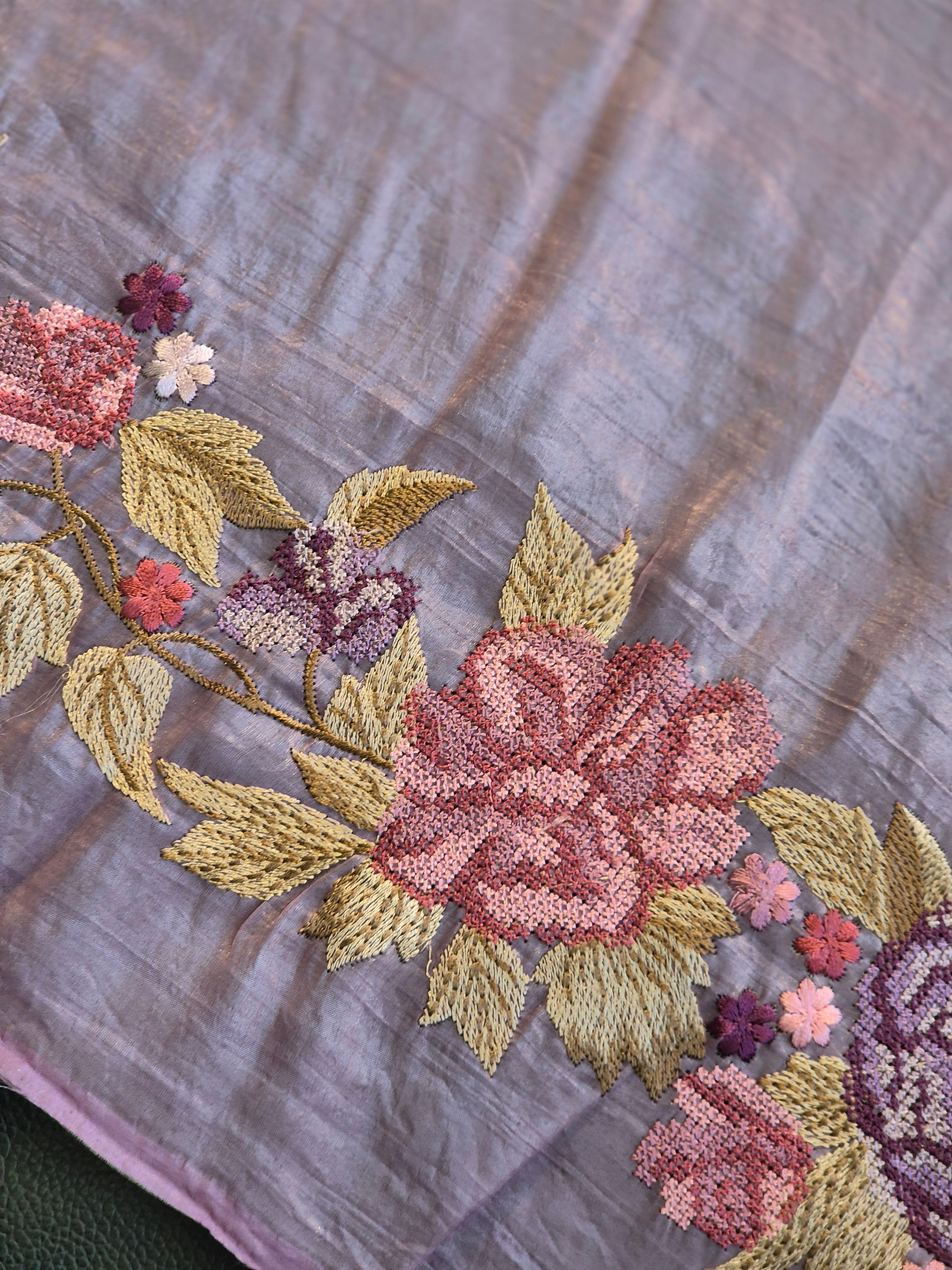 Cross Stitch Crush Glass Organza Saree | BLD287