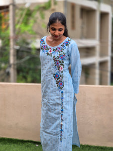 Floral Hand Embroidery Cotton Kurta | AHR301